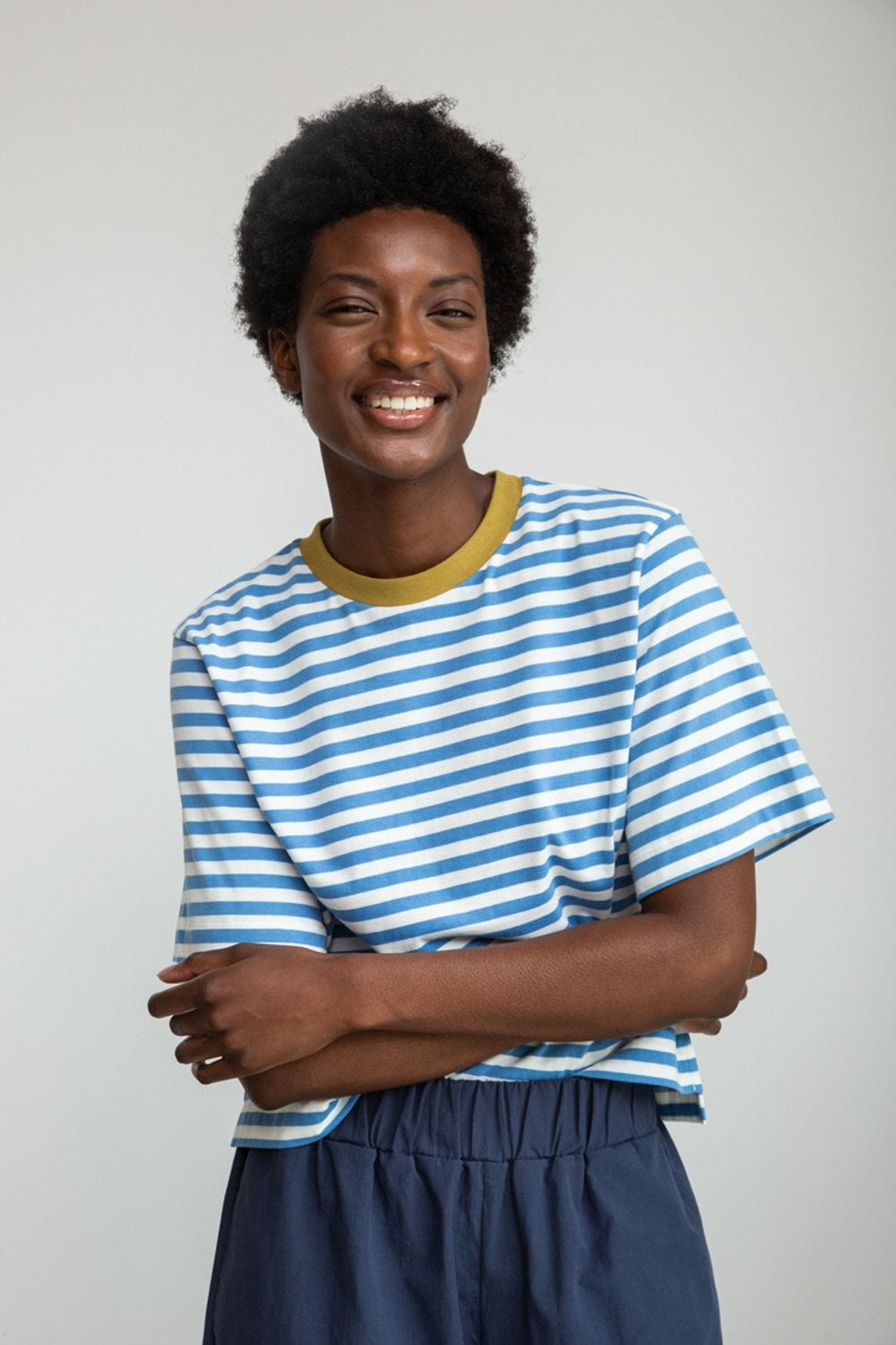 Bay Sue Stripe Tee - Sea Blue / White