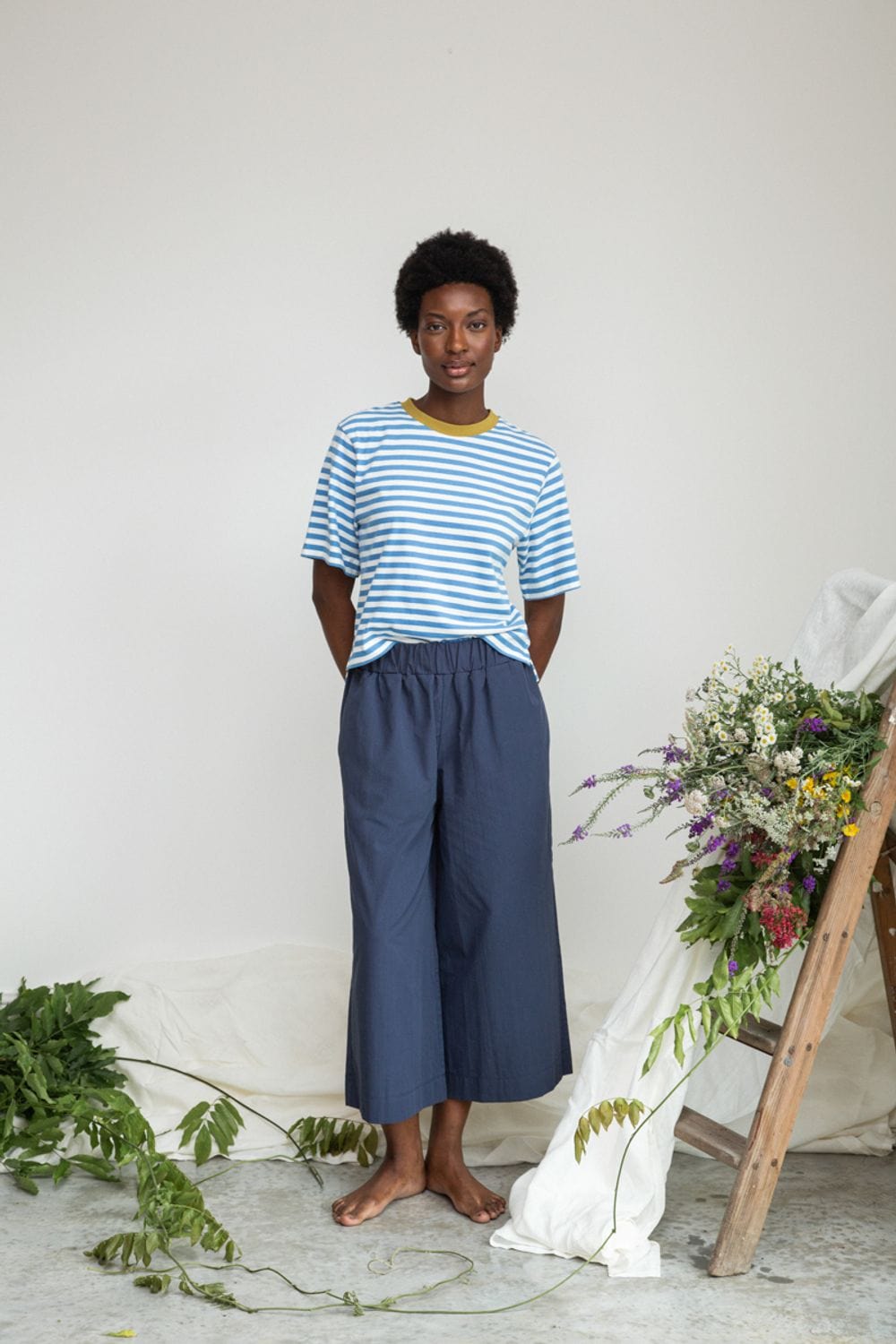 Bay Sue Stripe Tee - Sea Blue / White