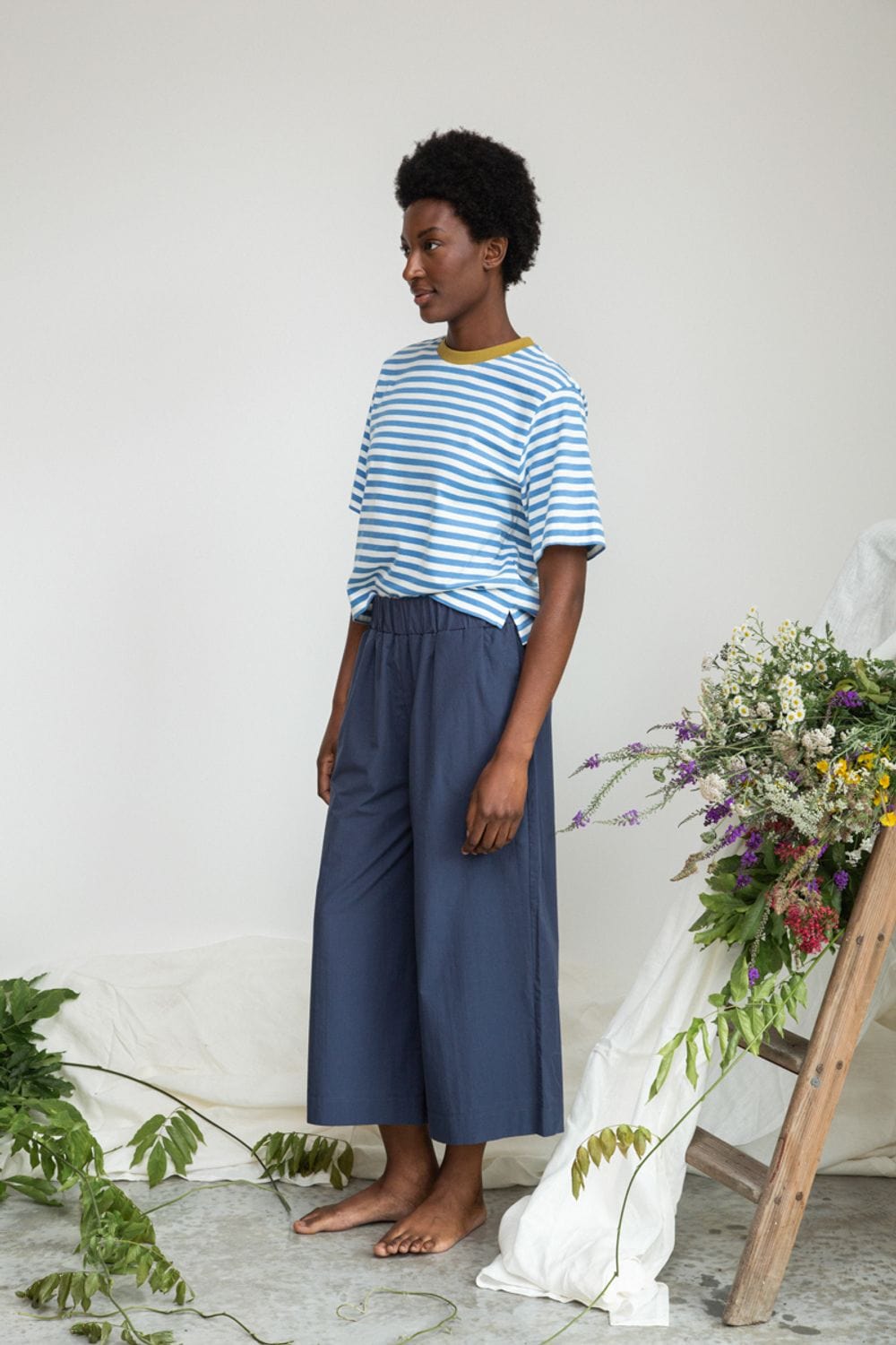 Bay Sue Stripe Tee - Sea Blue / White