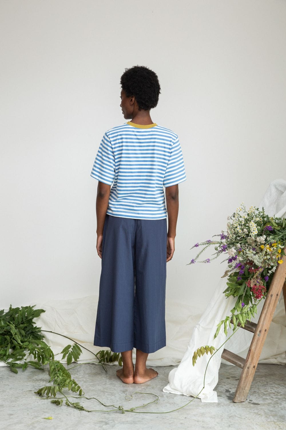 Bay Sue Stripe Tee - Sea Blue / White
