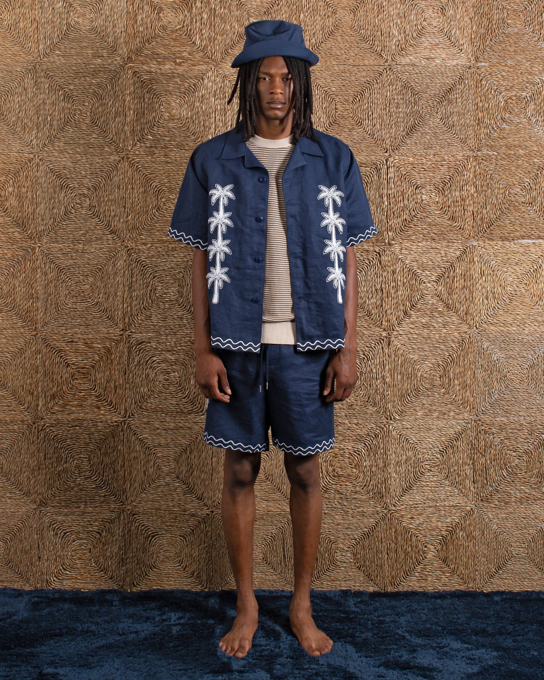 Newport Knitted Tee - Sand / Brown Stripe