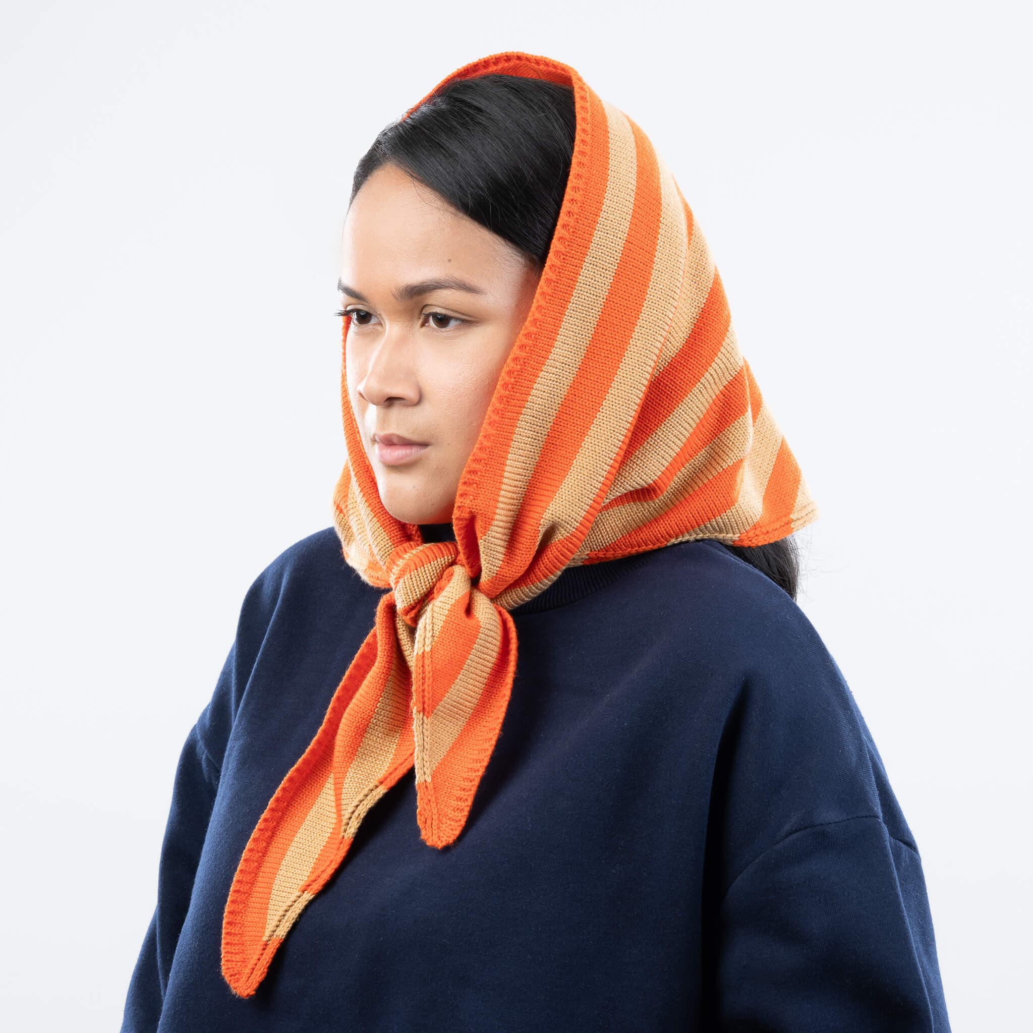 Simple Stripe Triangle Scarf - Camel Poppy