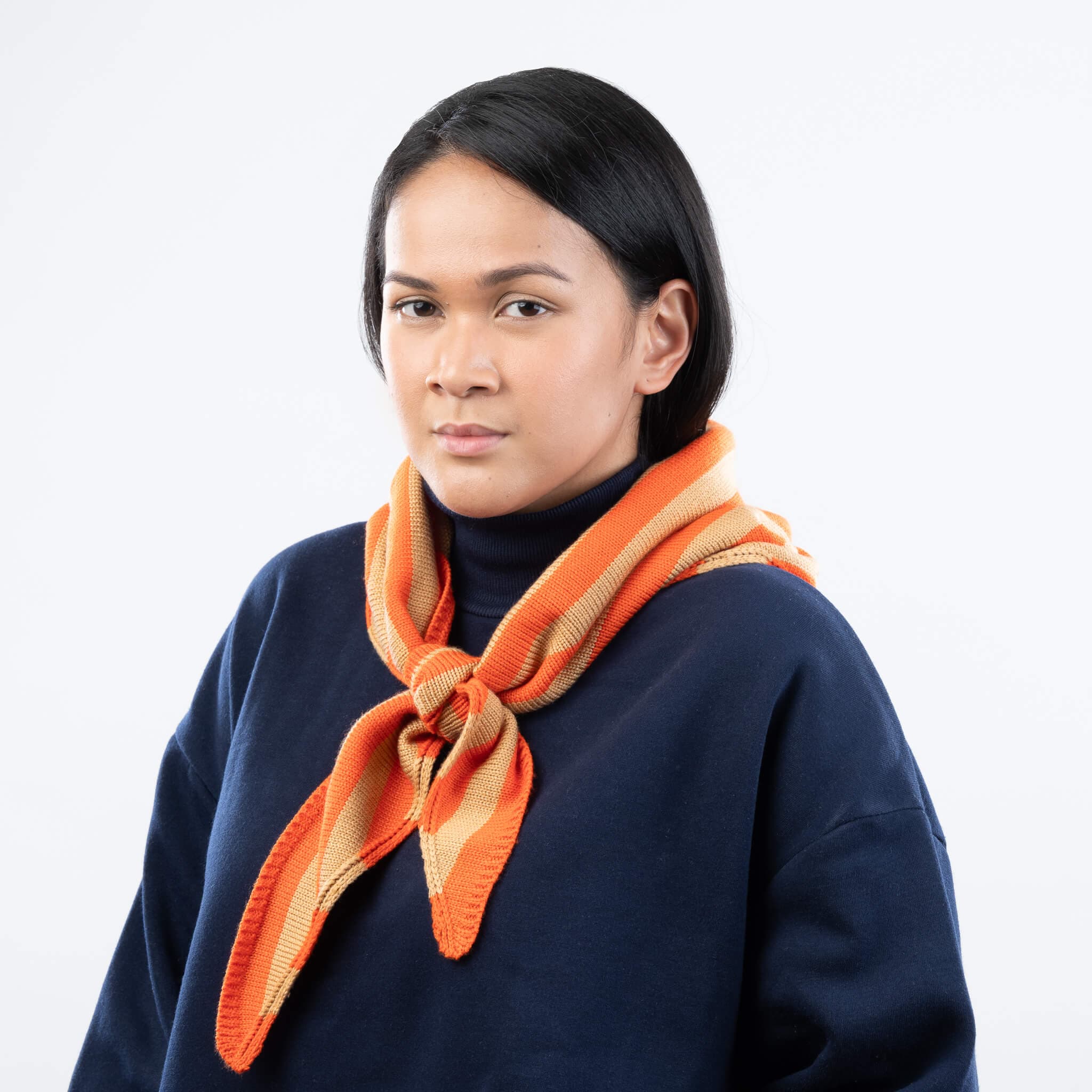 Simple Stripe Triangle Scarf - Camel Poppy