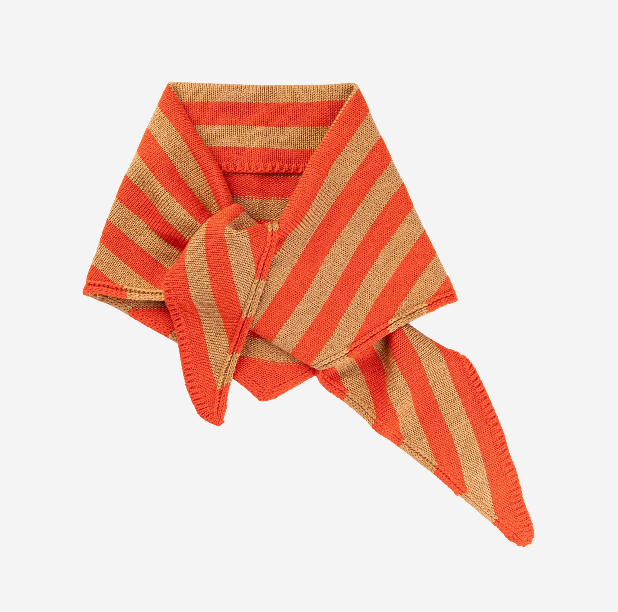Simple Stripe Triangle Scarf - Camel Poppy