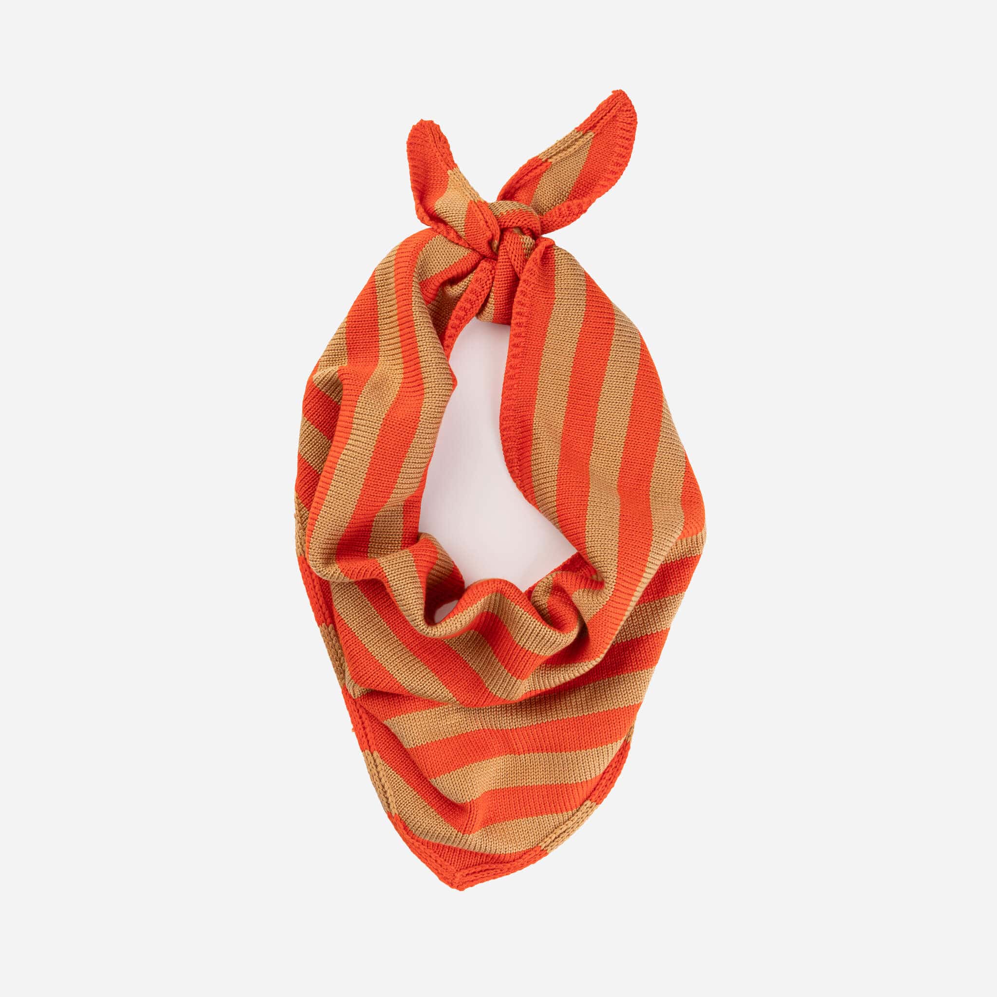 Simple Stripe Triangle Scarf - Camel Poppy