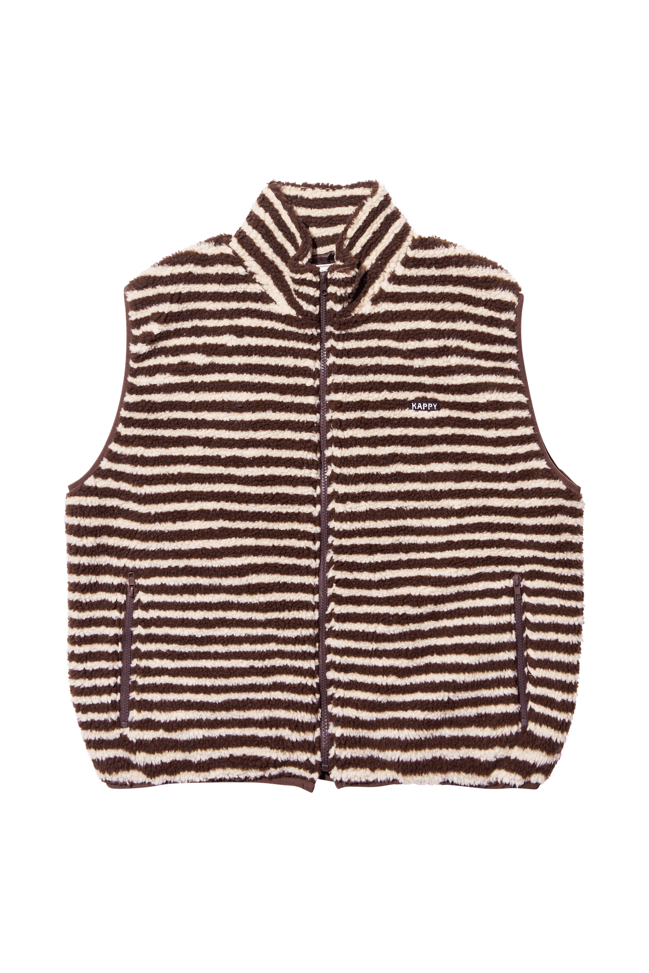 Stripe Fleece Vest - Brown / Cream