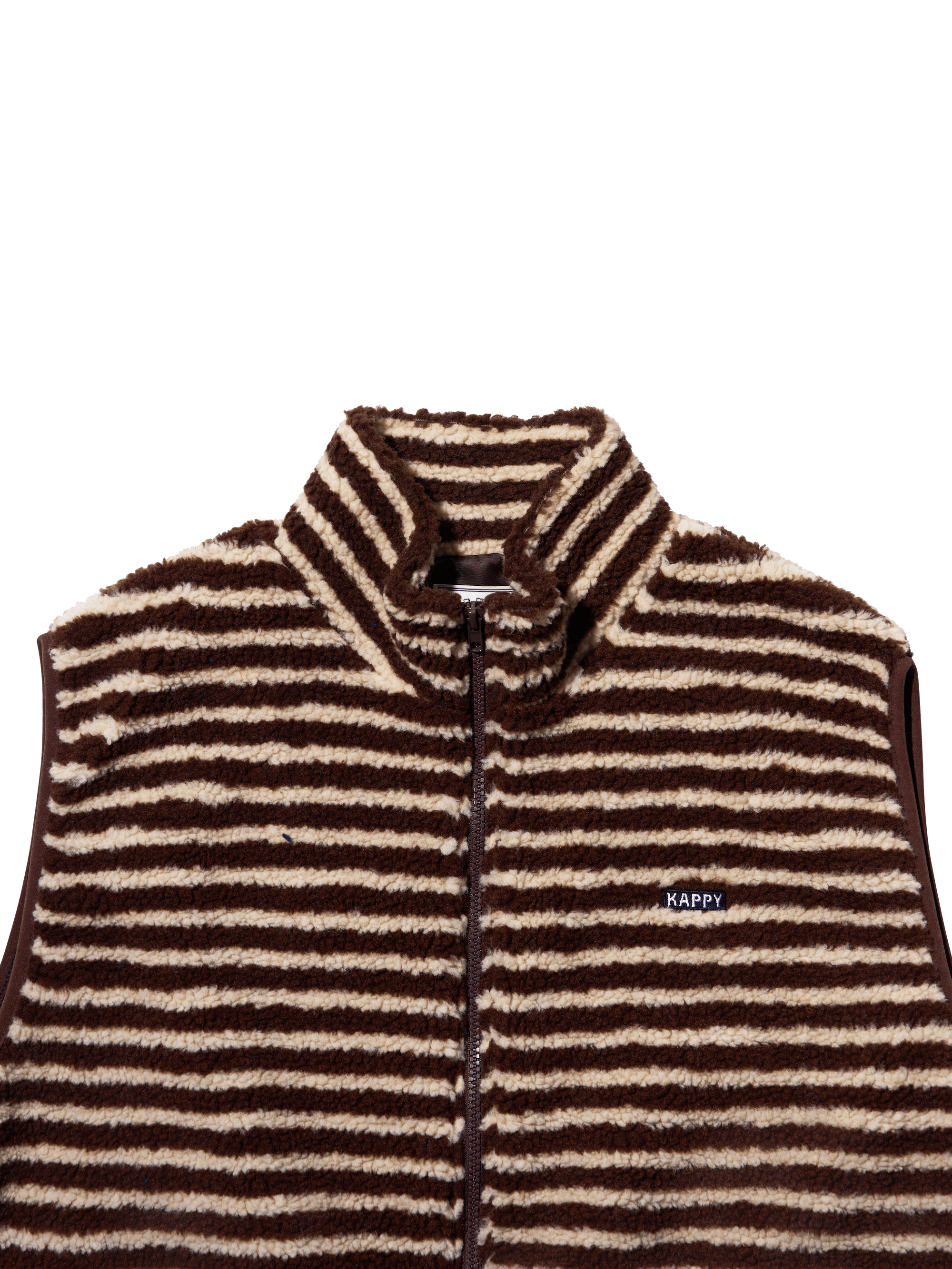 Stripe Fleece Vest - Brown / Cream