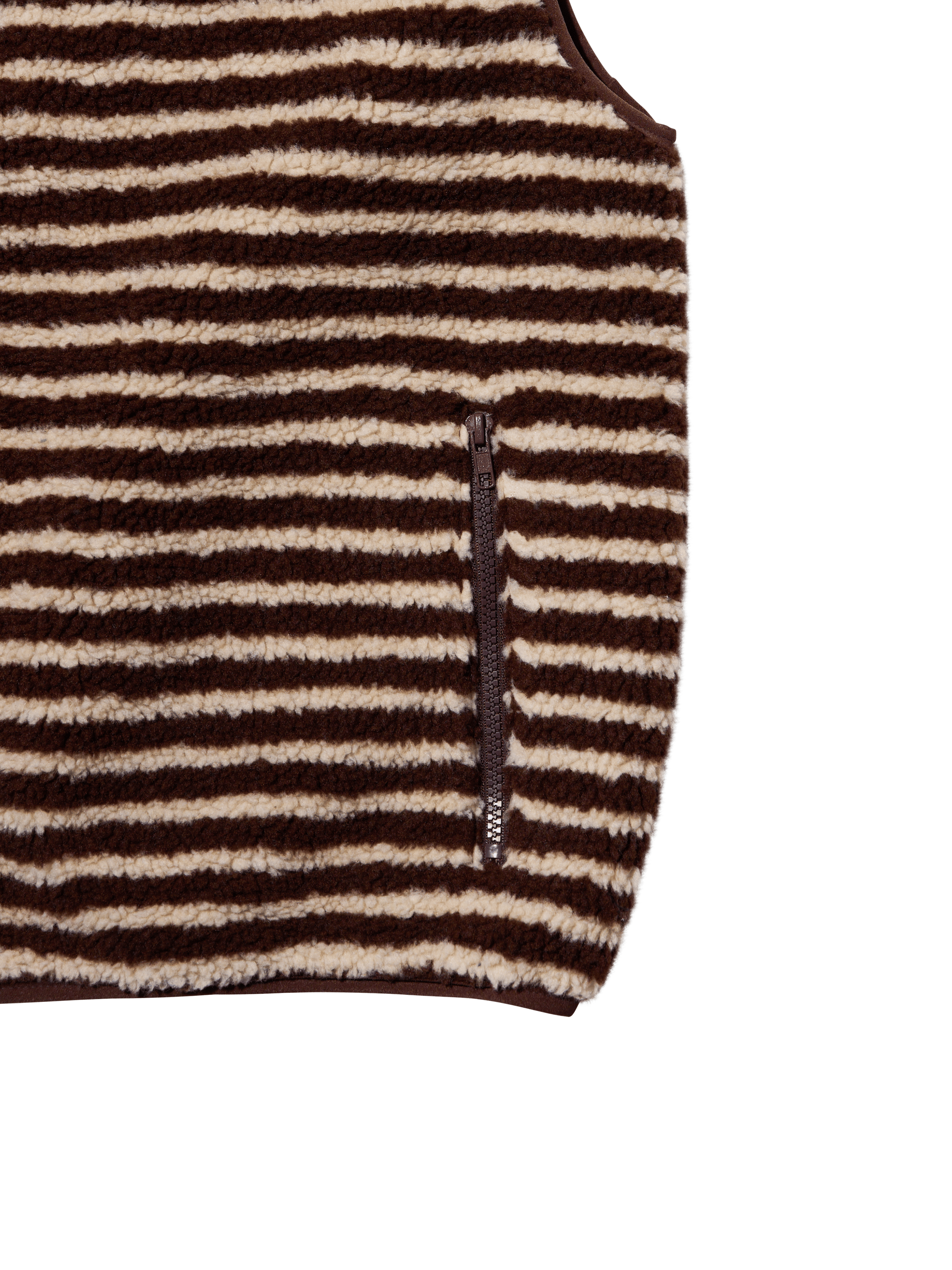 Stripe Fleece Vest - Brown / Cream