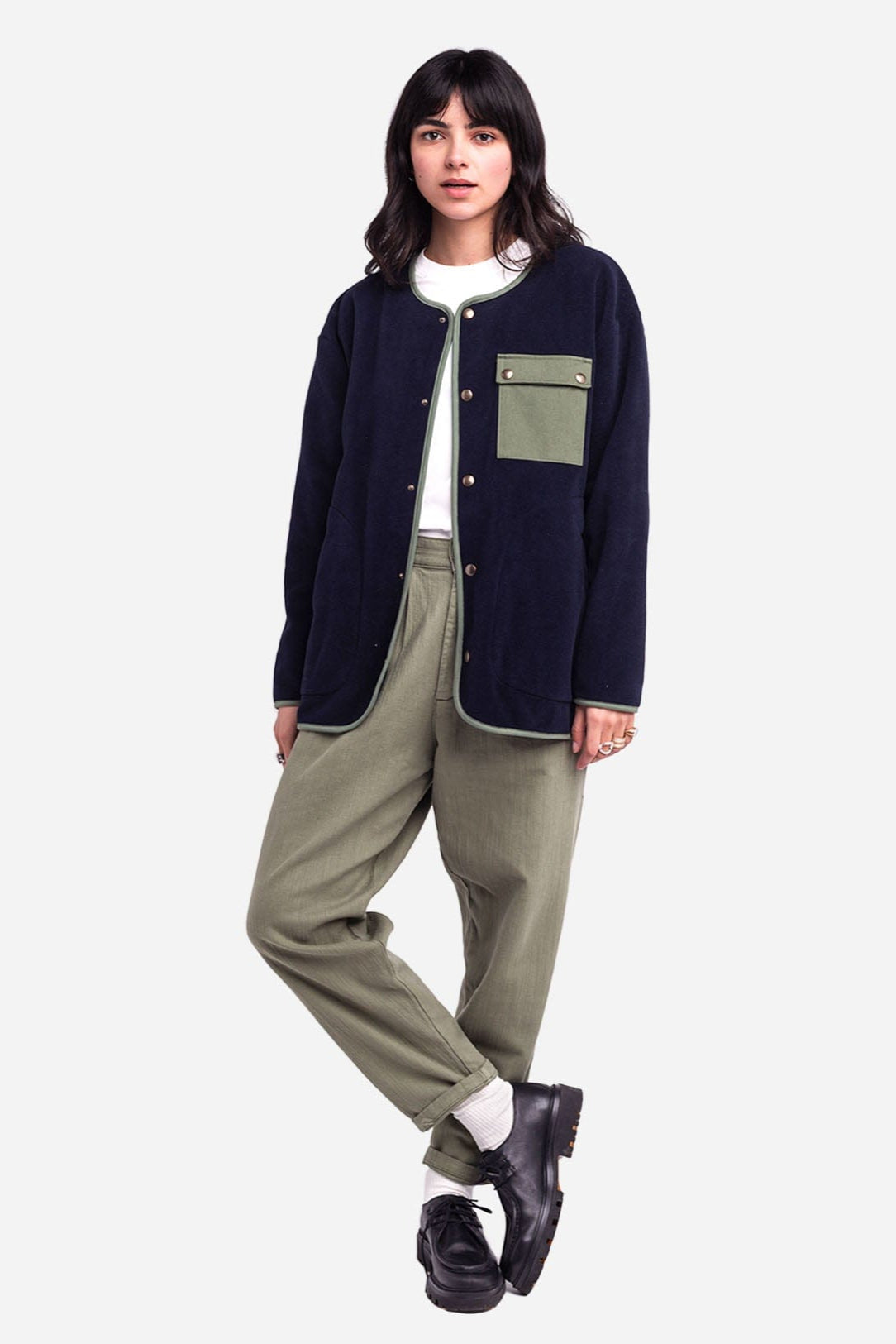 Okina Snap Cardigan - Navy
