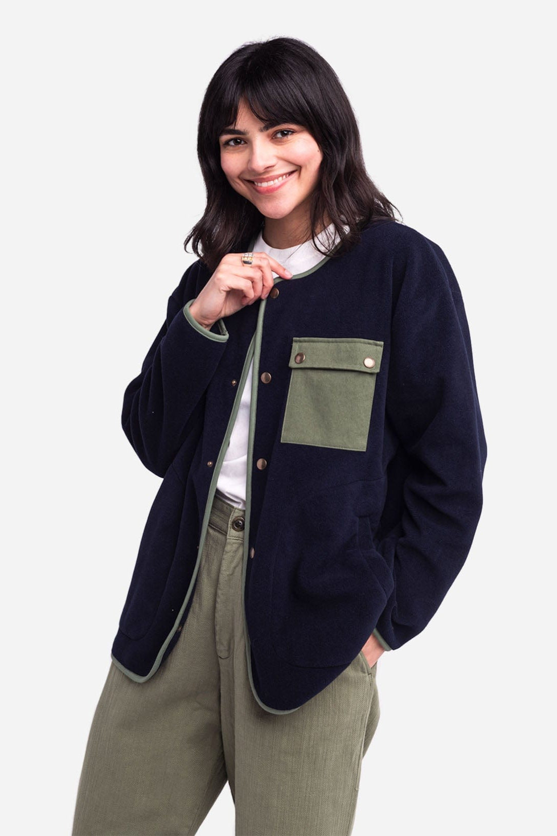 Okina Snap Cardigan - Navy