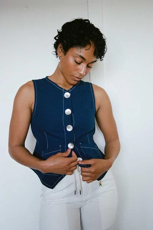 Shell Flared Vest - Navy