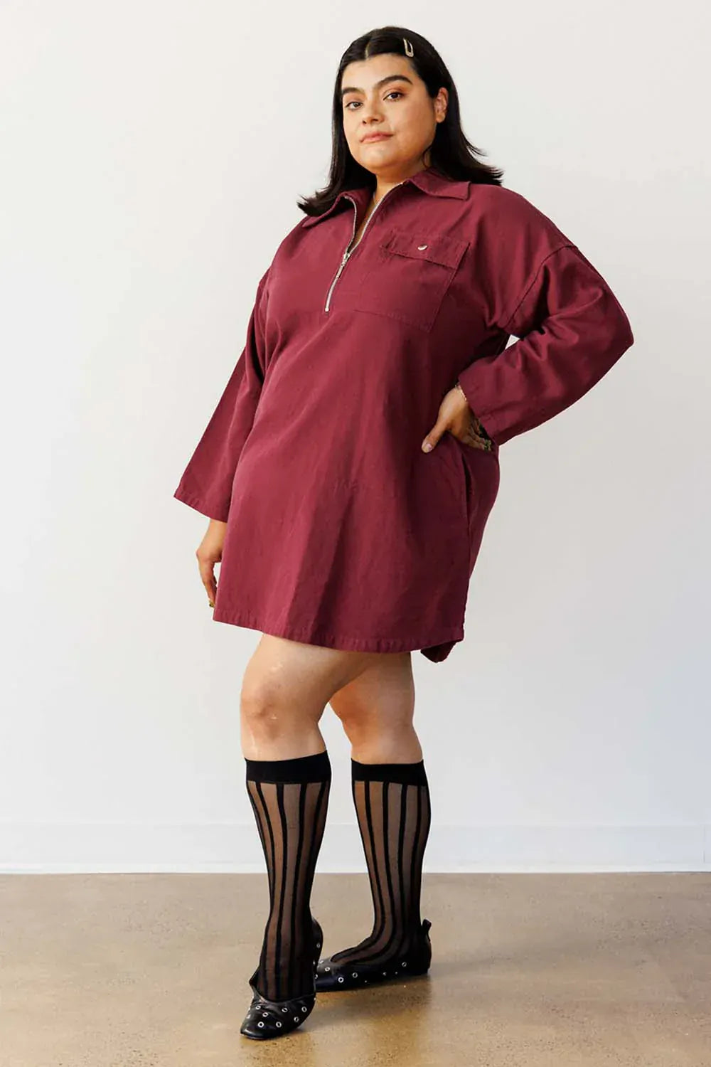 Mini Smock Dress - Bordeaux