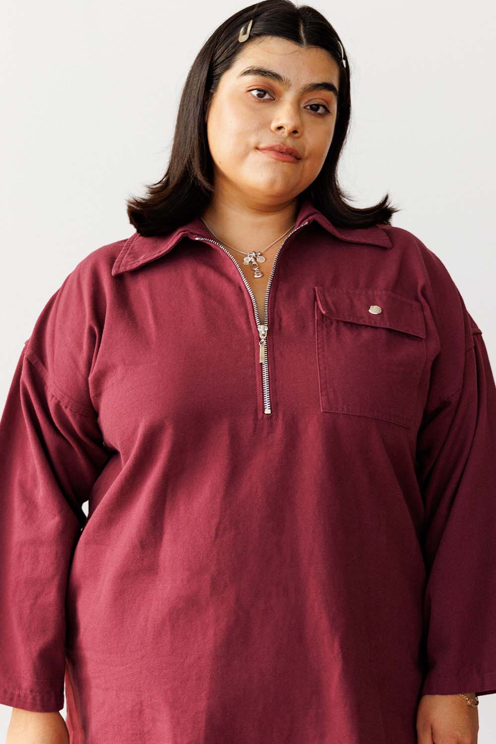 Mini Smock Dress - Bordeaux