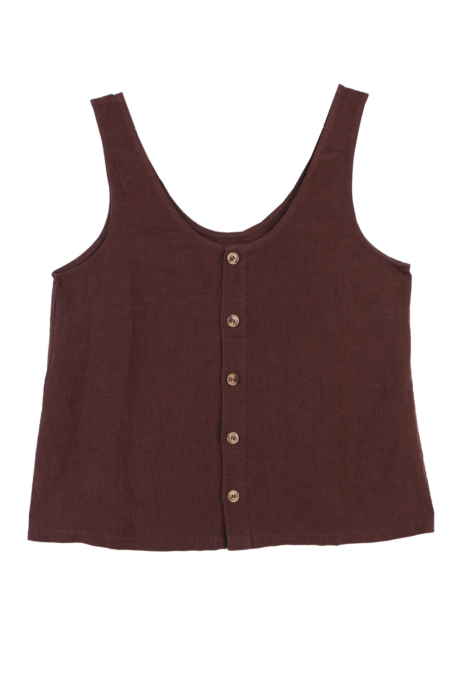 Basic Button Front Tank - Chocolate