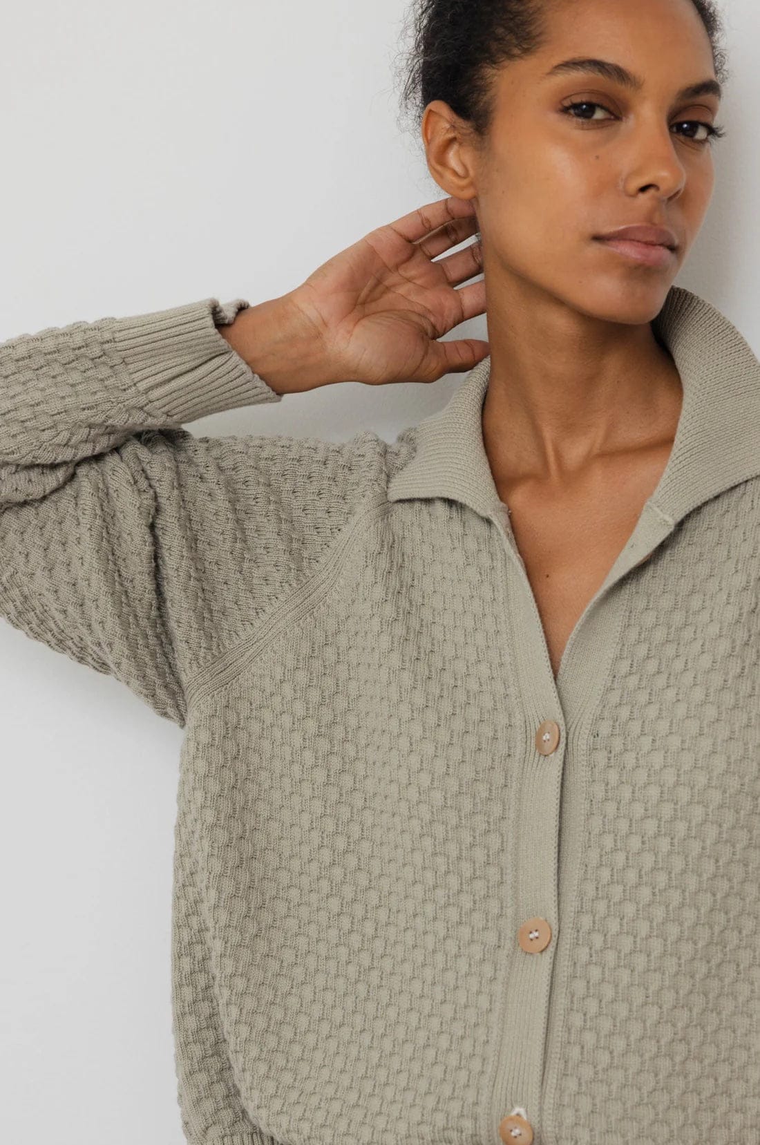 Textured Cardigan - Khaki