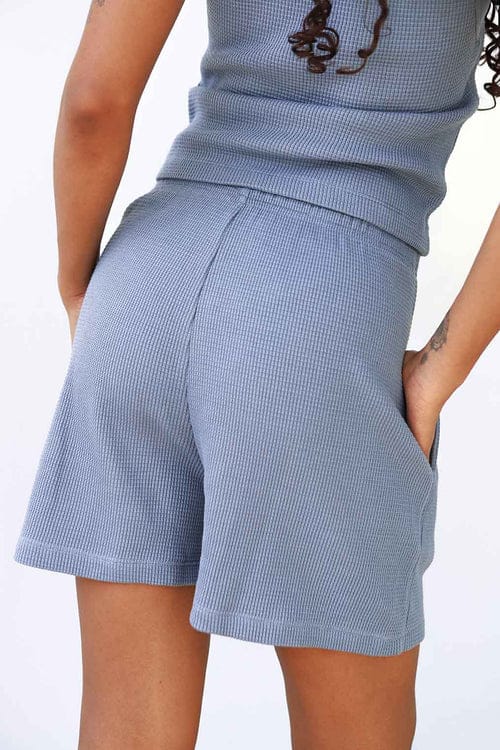 Waffle Short - Pebble Blue