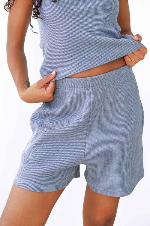 Waffle Short - Pebble Blue