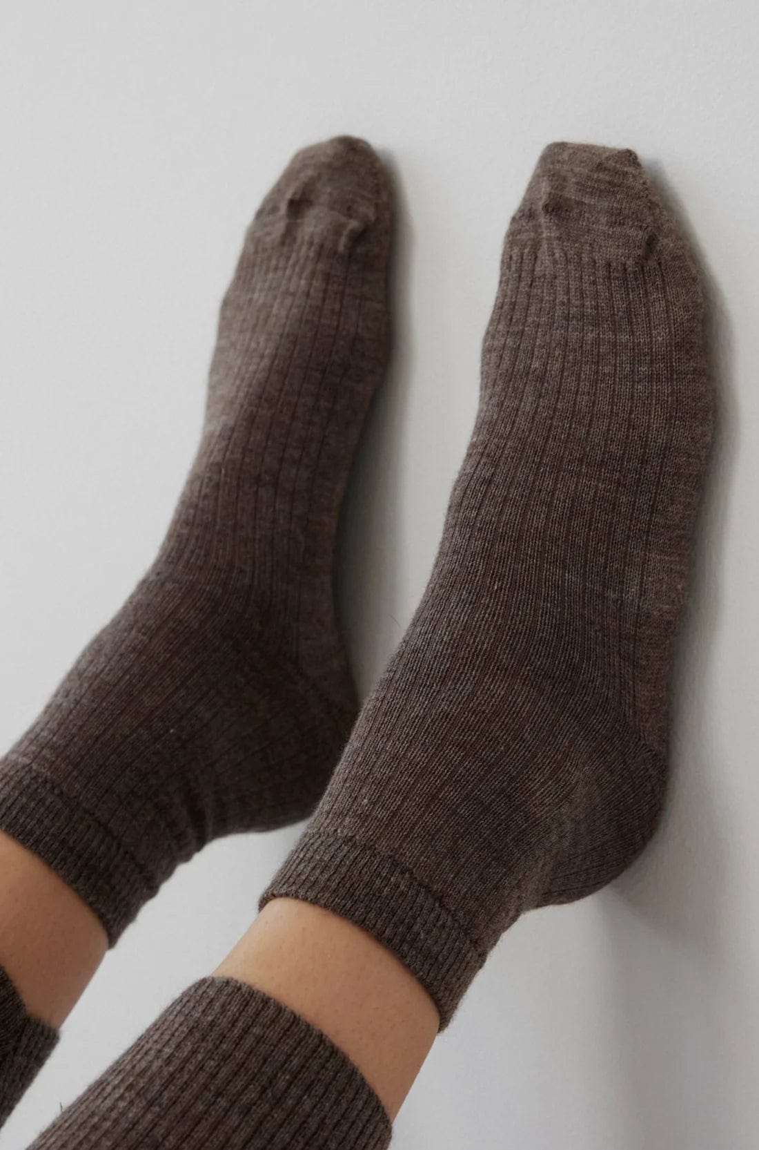 Rib Socks - Heathered Brown