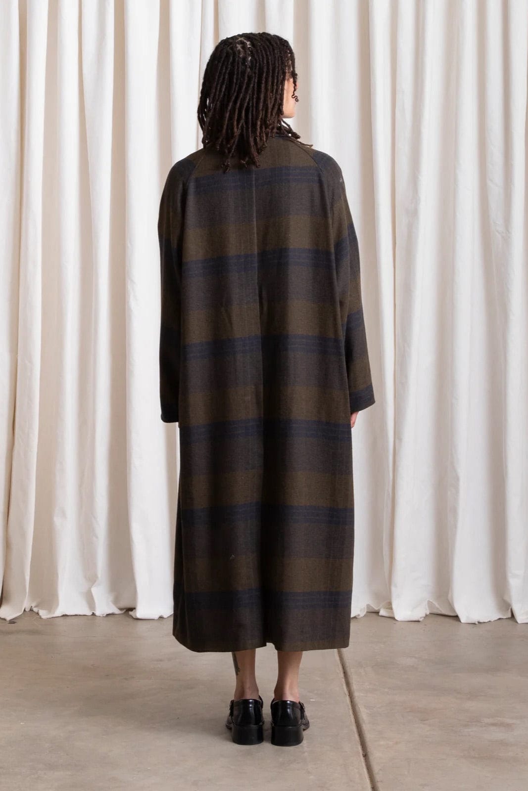Wool Plaid New Trench - Olive / Navy