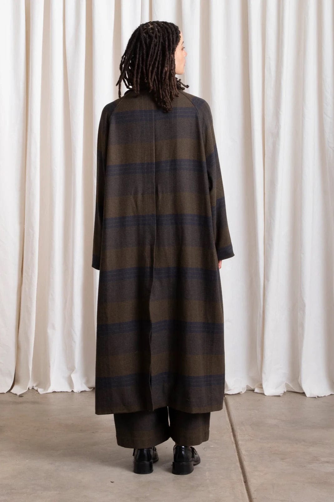 Wool Plaid New Trench - Olive / Navy
