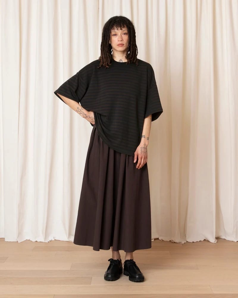 Oversized T-Shirt - Brown/Black Stripe