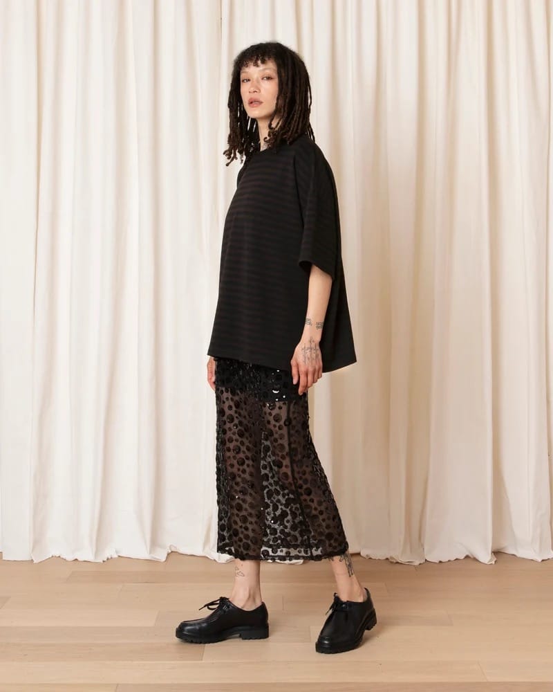 Oversized T-Shirt - Brown/Black Stripe
