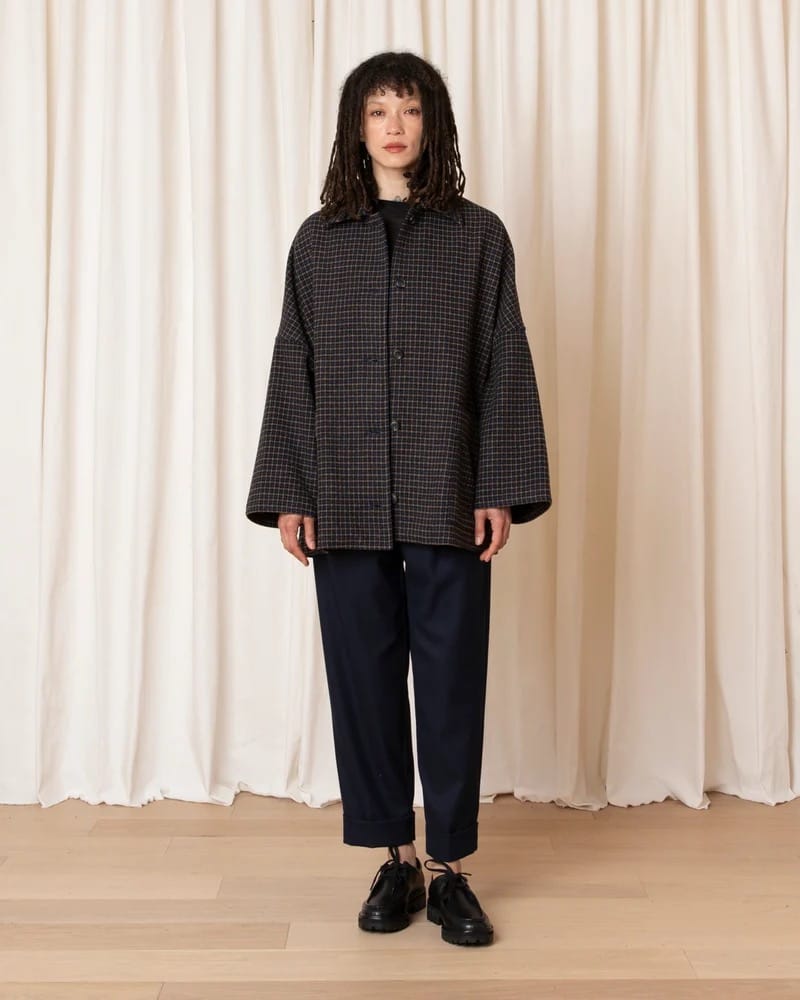 Oversized Shirt Jacket - Marigold/Navy