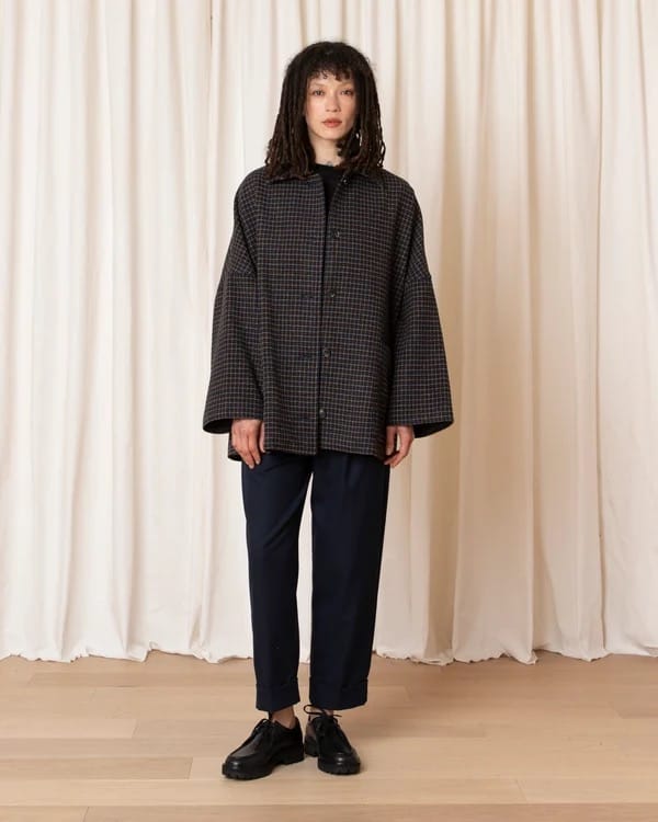 Oversized Shirt Jacket - Marigold/Navy