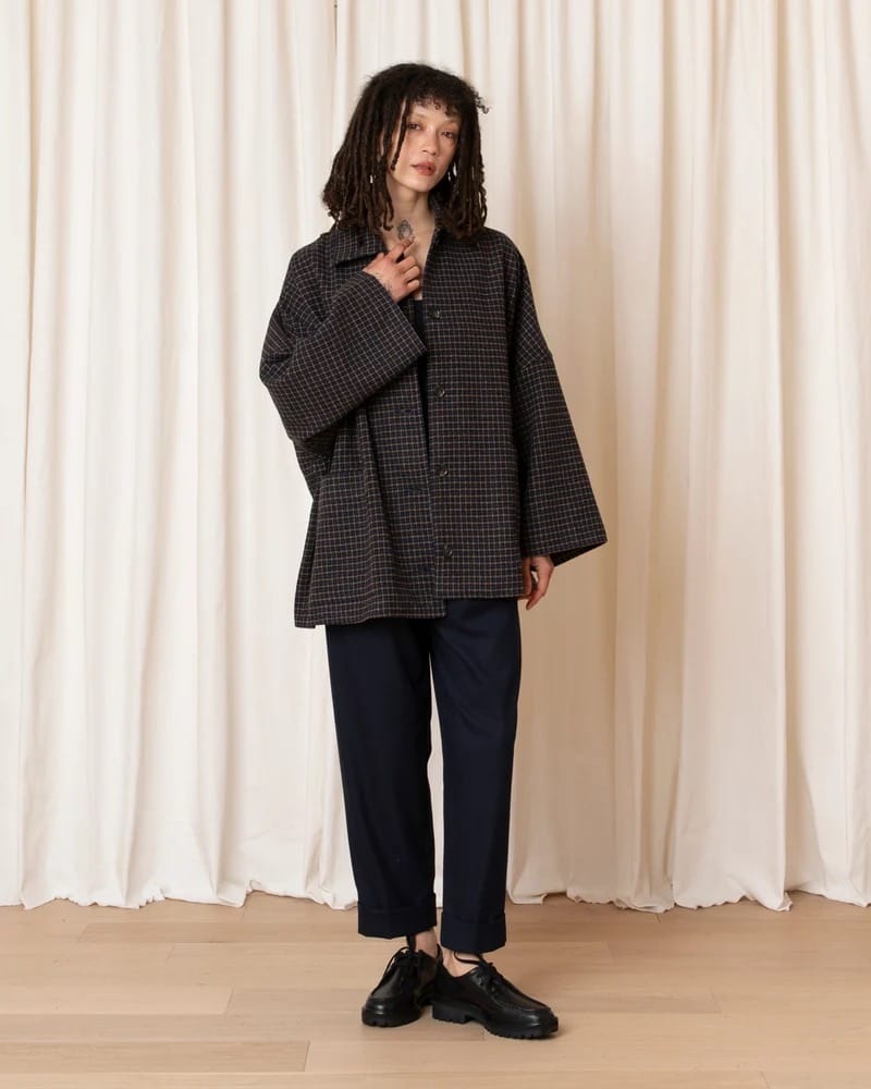 Oversized Shirt Jacket - Marigold/Navy