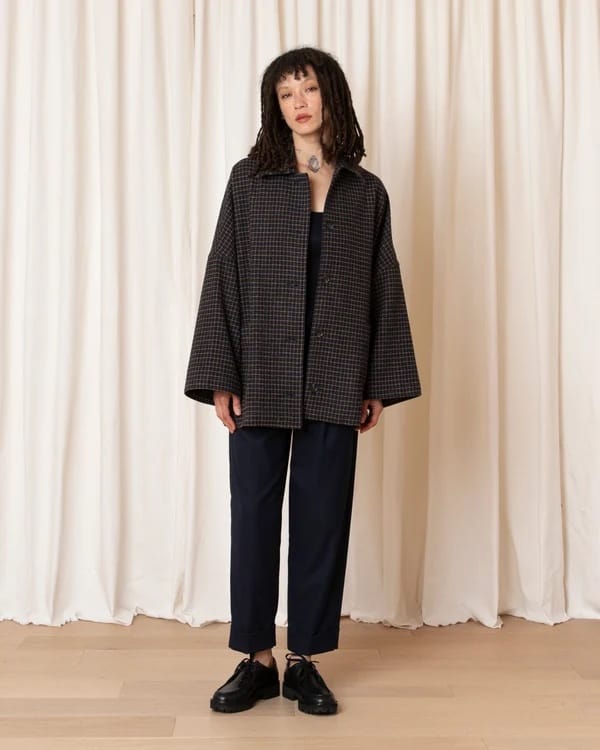 Oversized Shirt Jacket - Marigold/Navy