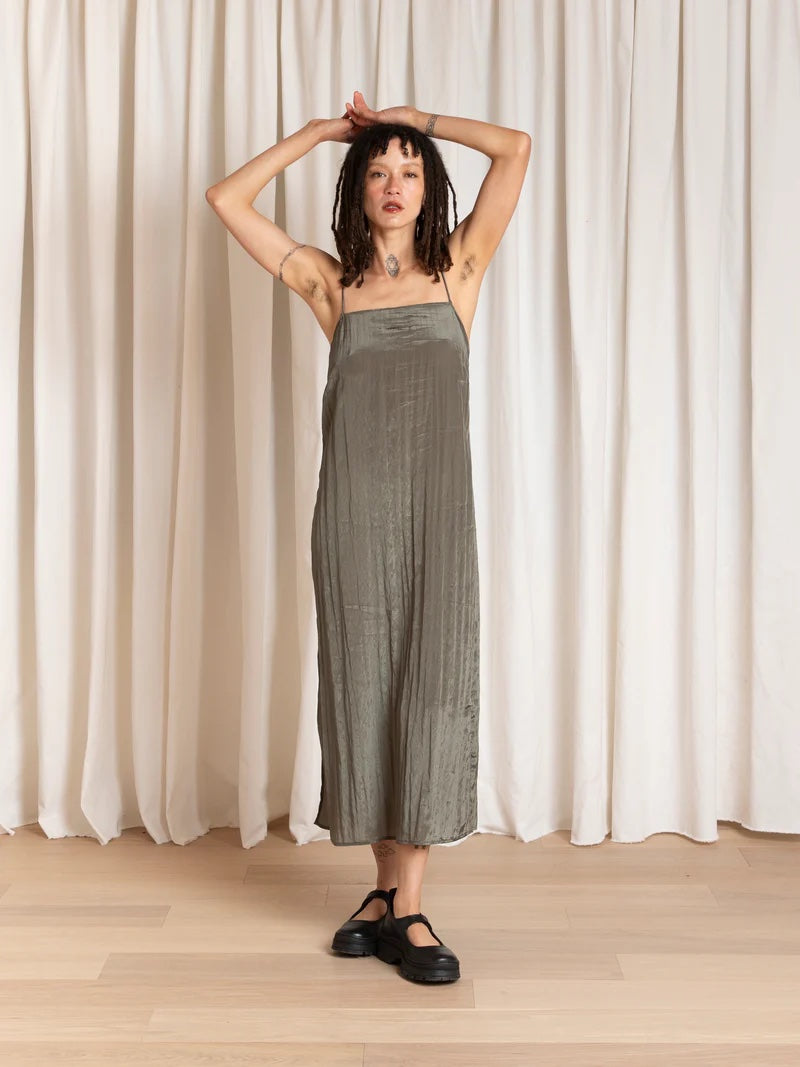 Square Neck Slip Dress - Sage
