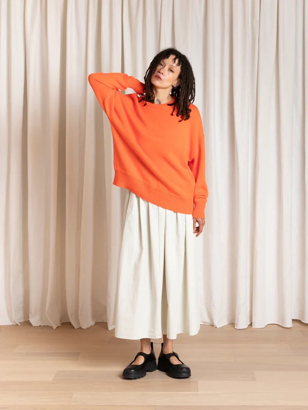 Chunky Cotton Pullover - Neon Orange