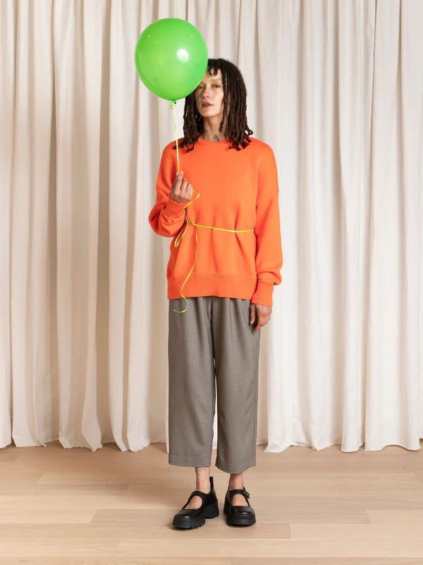 Chunky Cotton Pullover - Neon Orange