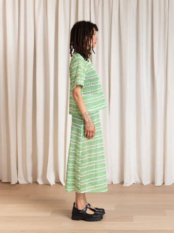 Woven T-Shirt - Lime/Ivory