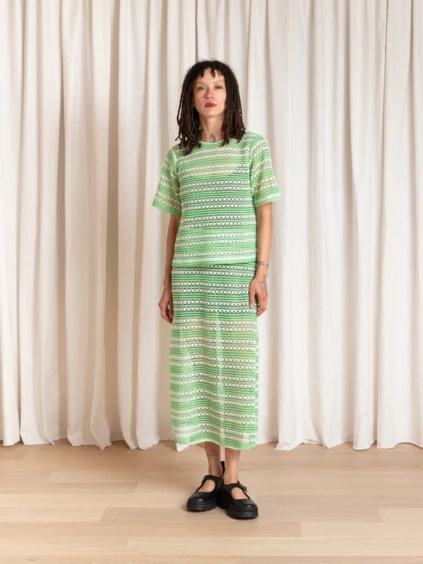 Woven T-Shirt - Lime/Ivory