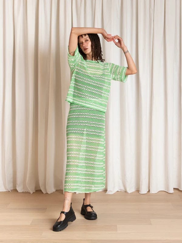 Woven T-Shirt - Lime/Ivory