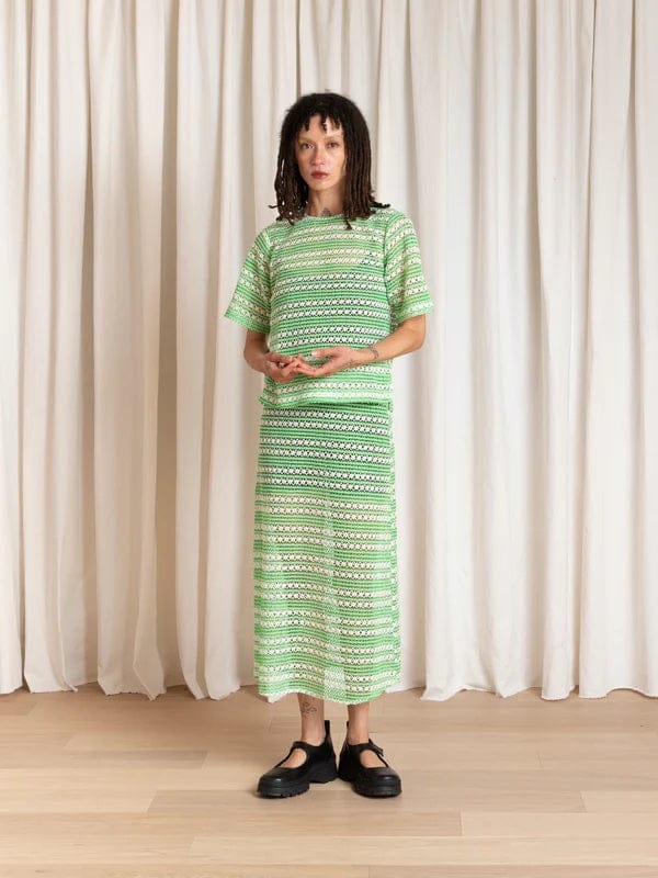 Woven T-Shirt - Lime/Ivory