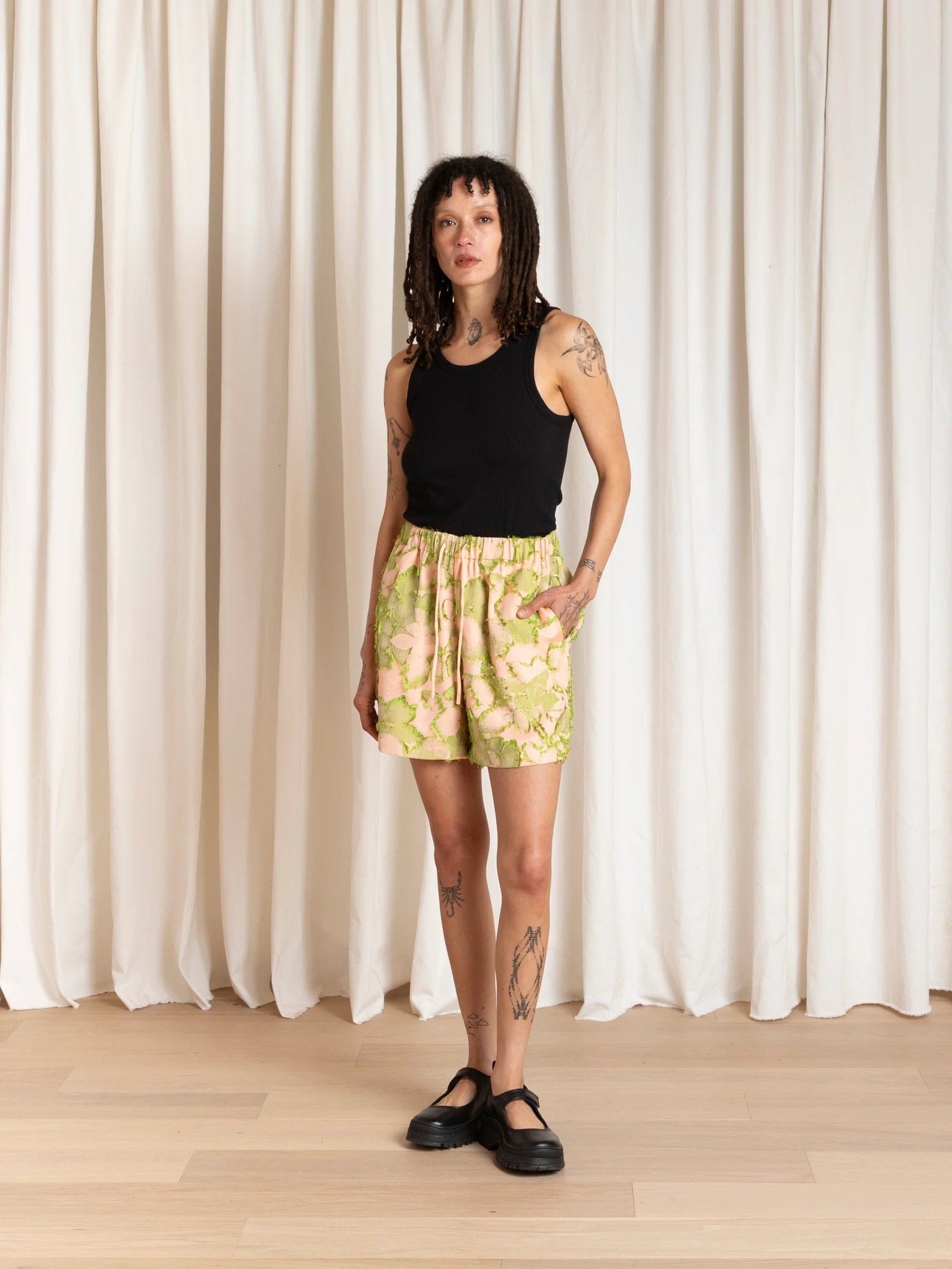 Drawstring Shorts - Pink/Lime