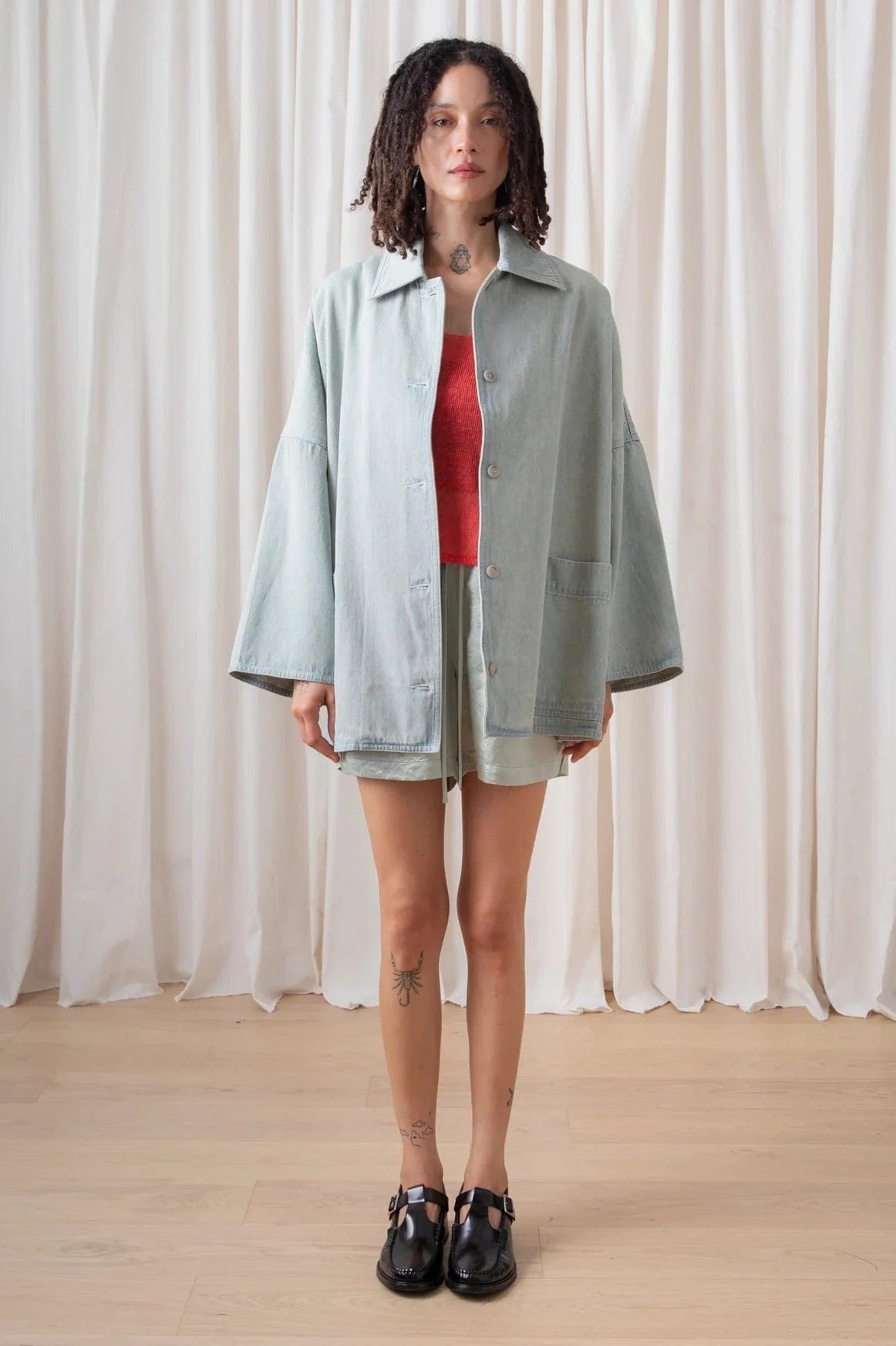 Oversized Shirt Jacket - Light Denim