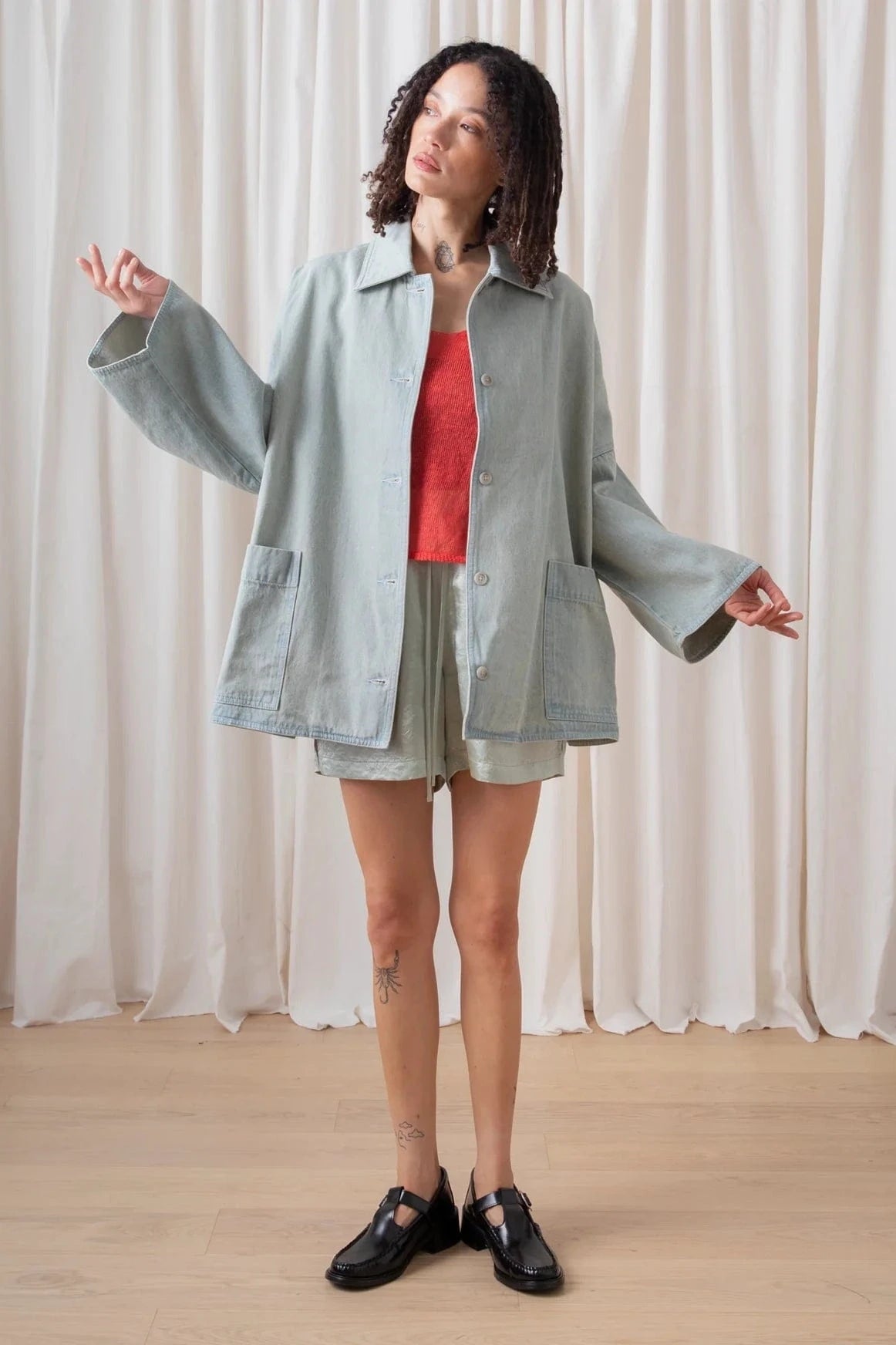 Oversized Shirt Jacket - Light Denim