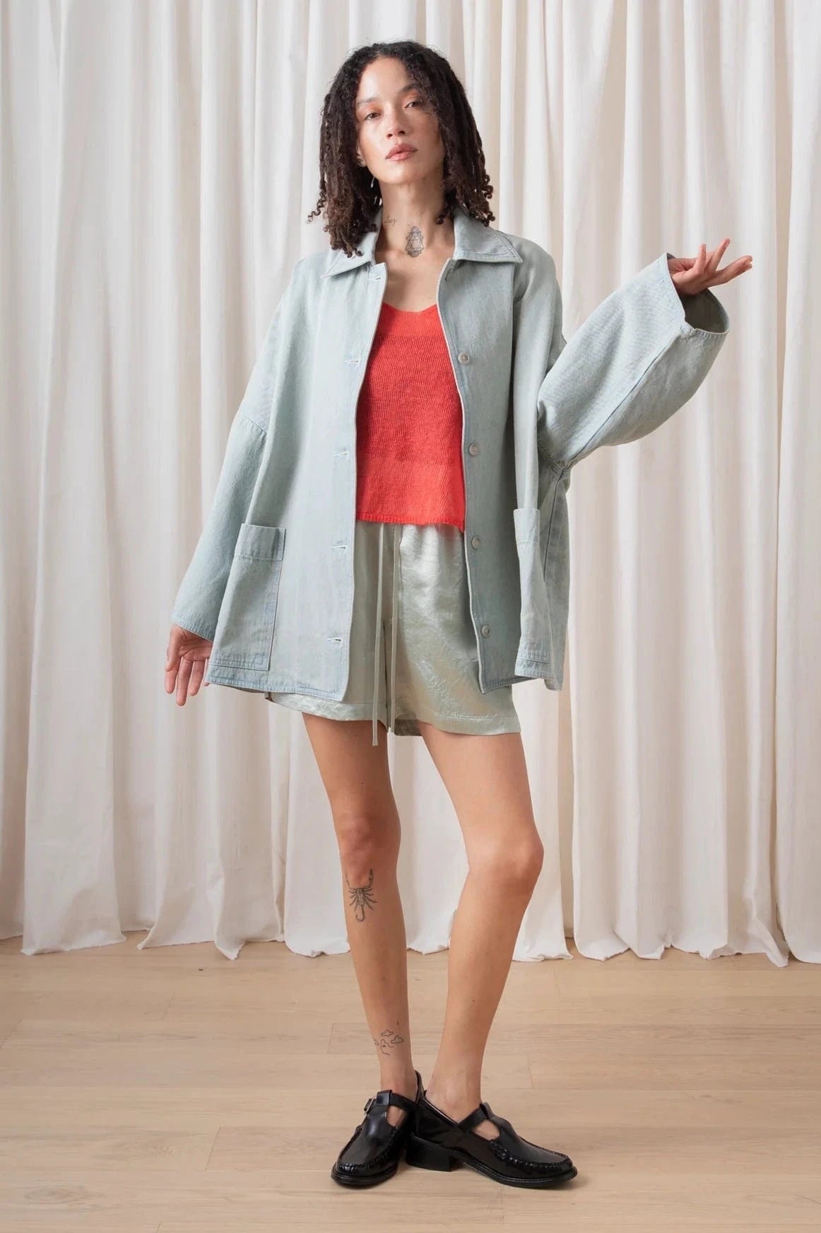 Oversized Shirt Jacket - Light Denim