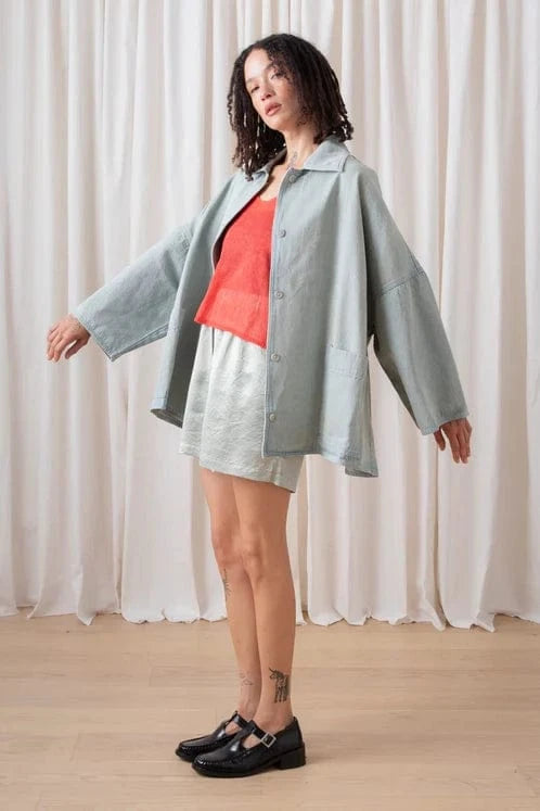 Oversized Shirt Jacket - Light Denim