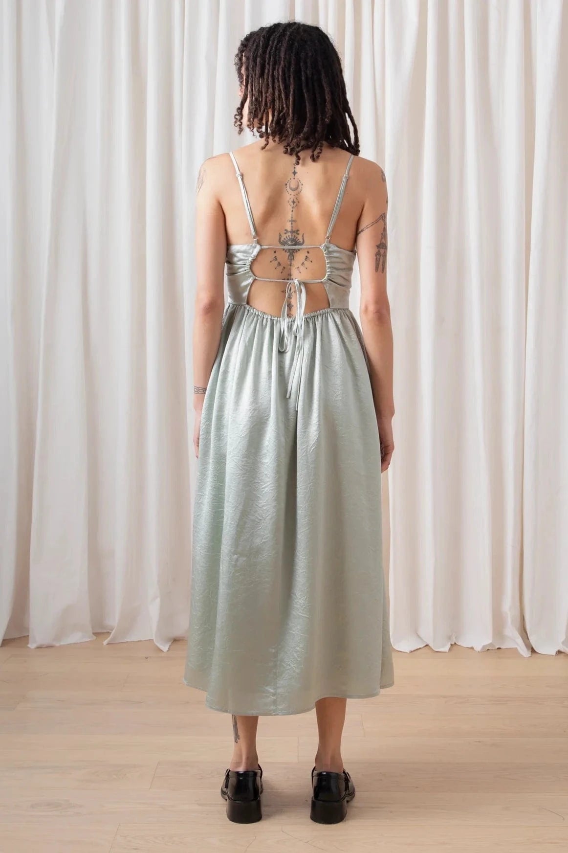 Tie Back Midi Dress - Sage