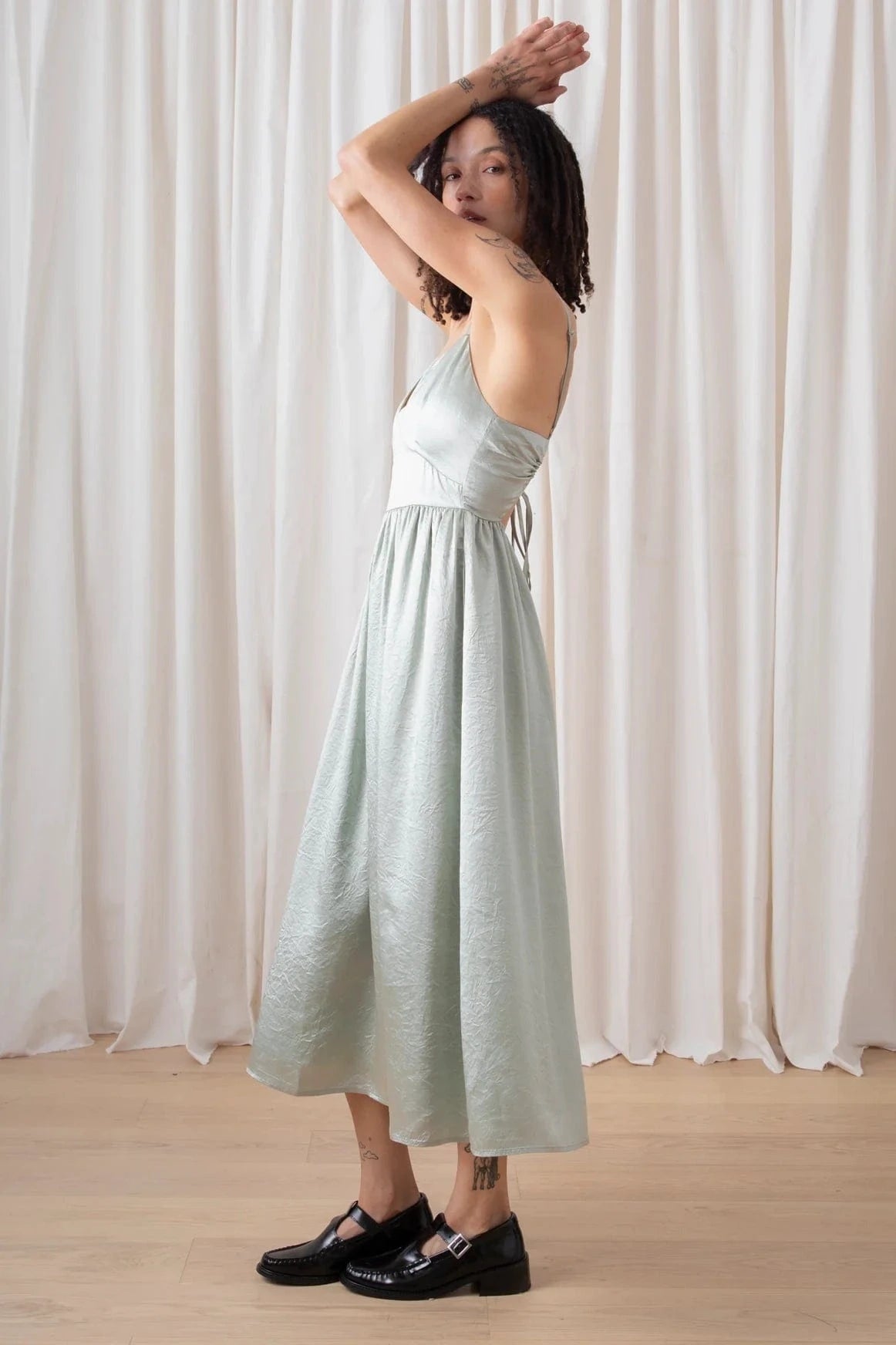 Tie Back Midi Dress - Sage