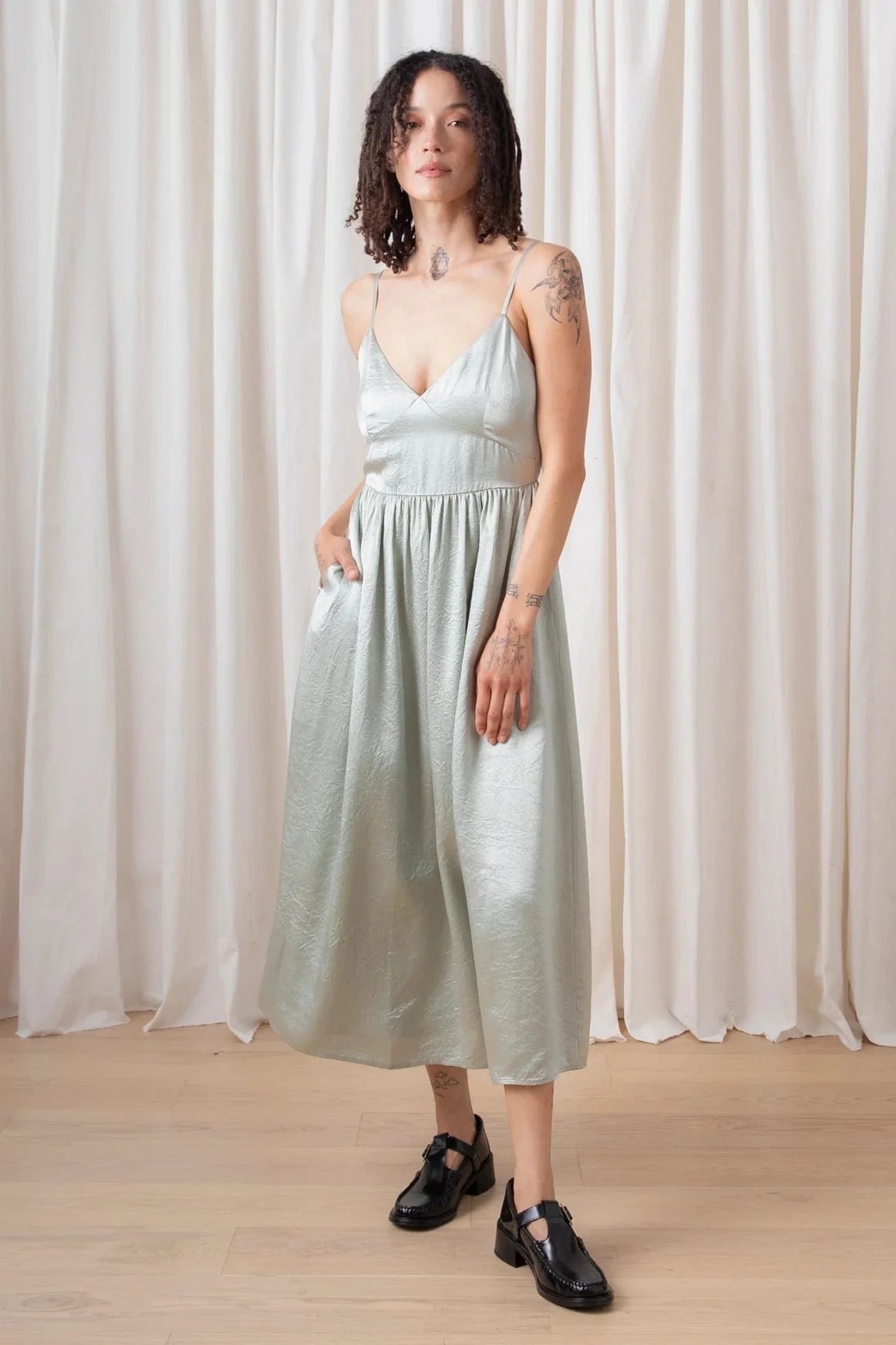 Tie Back Midi Dress - Sage