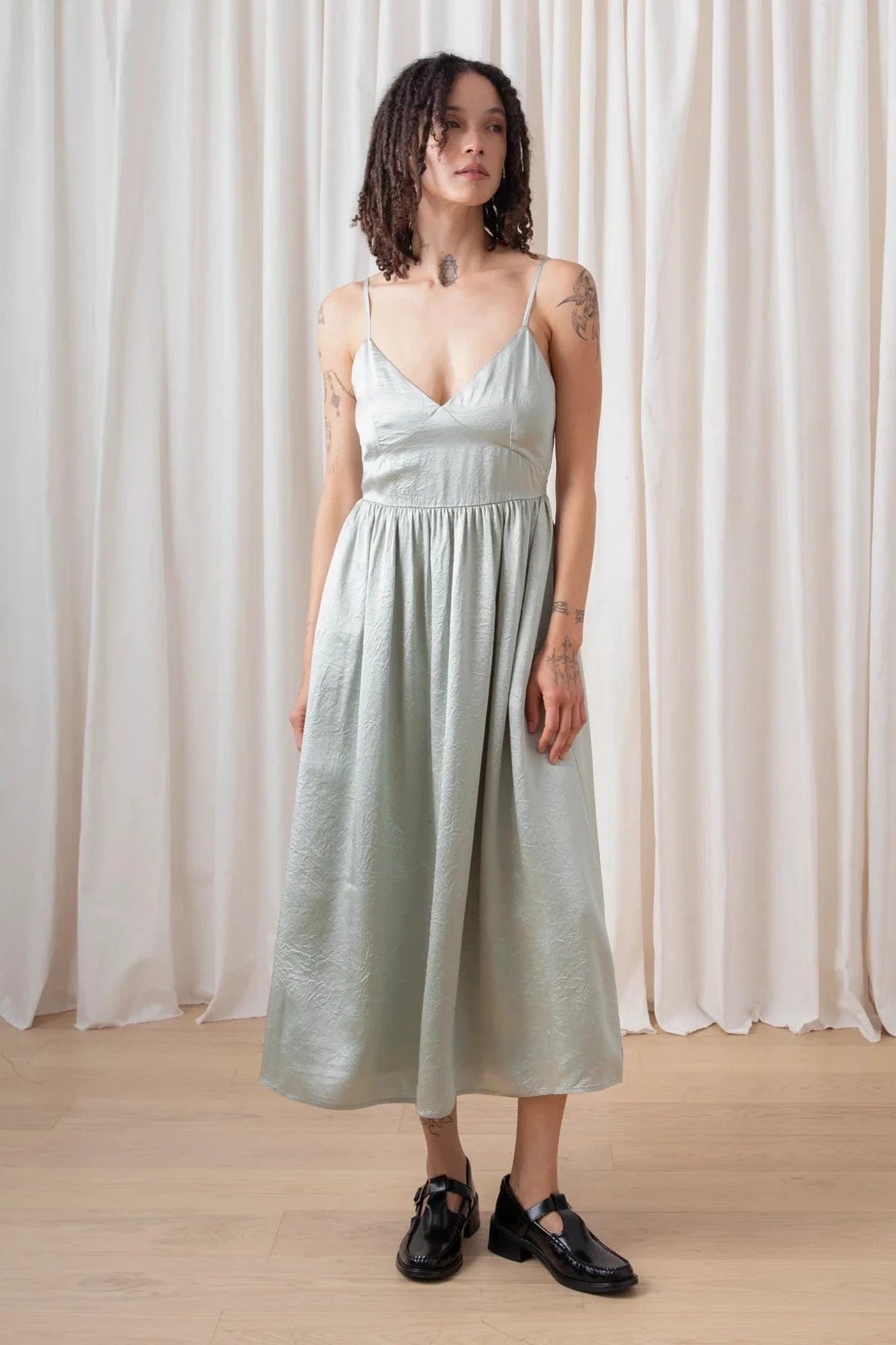 Tie Back Midi Dress - Sage