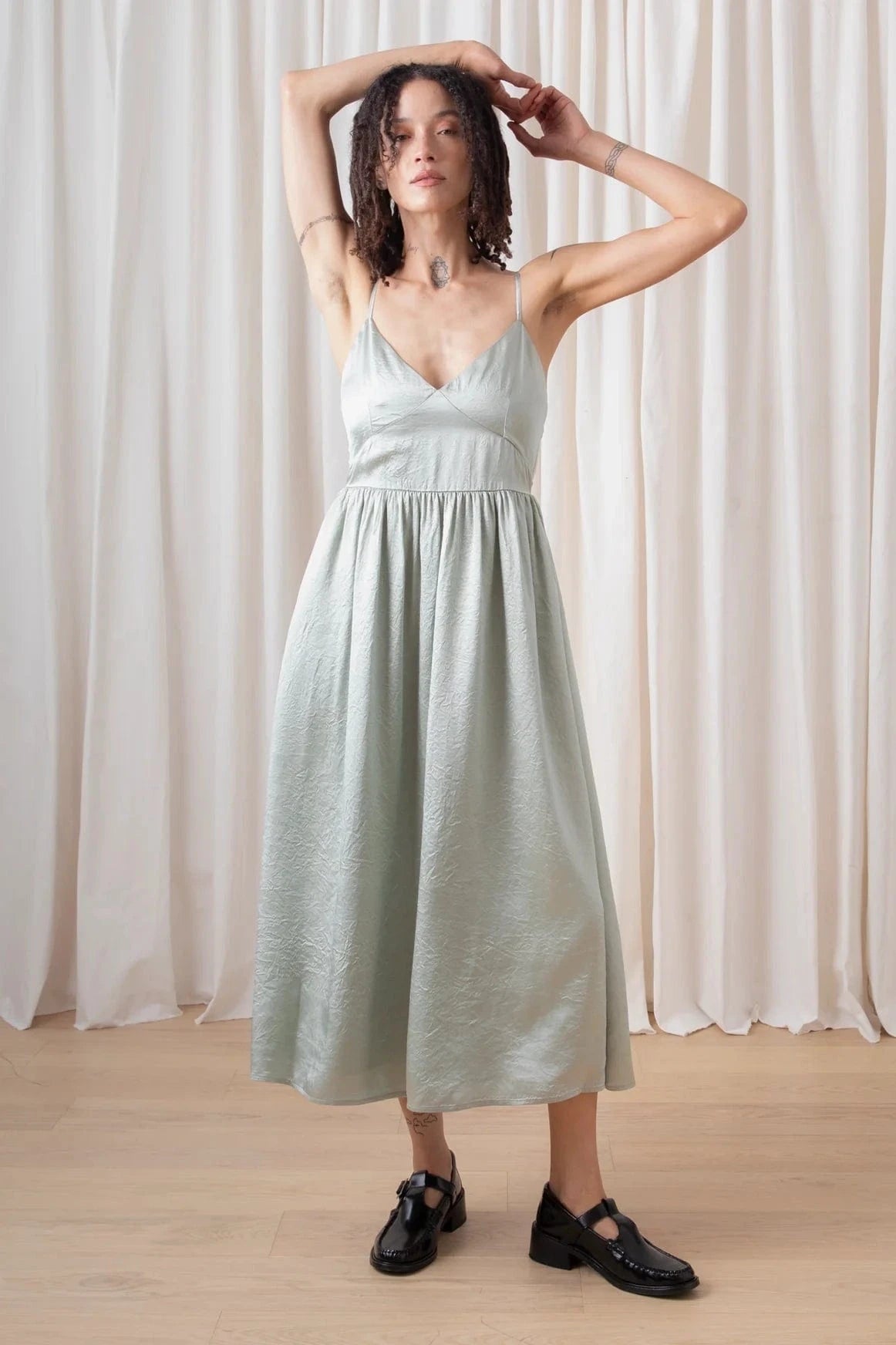 Tie Back Midi Dress - Sage