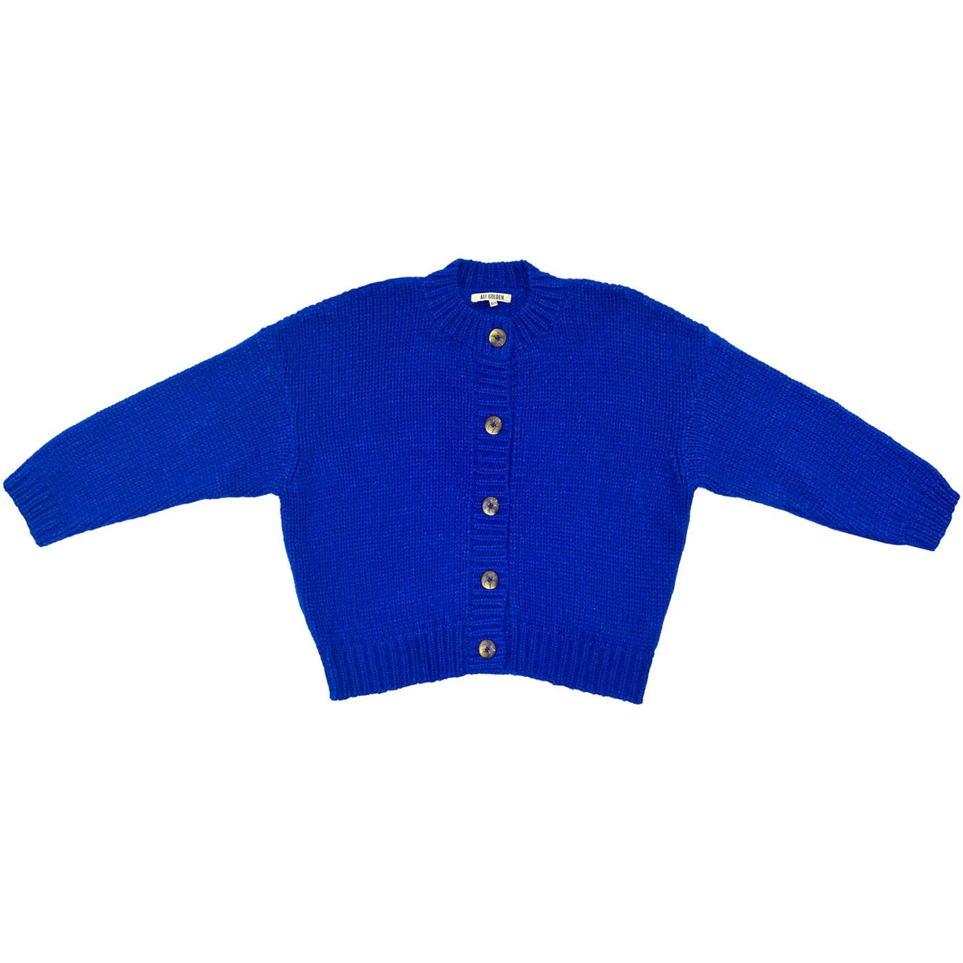 Merino Crew Neck Cardigan - Cobalt