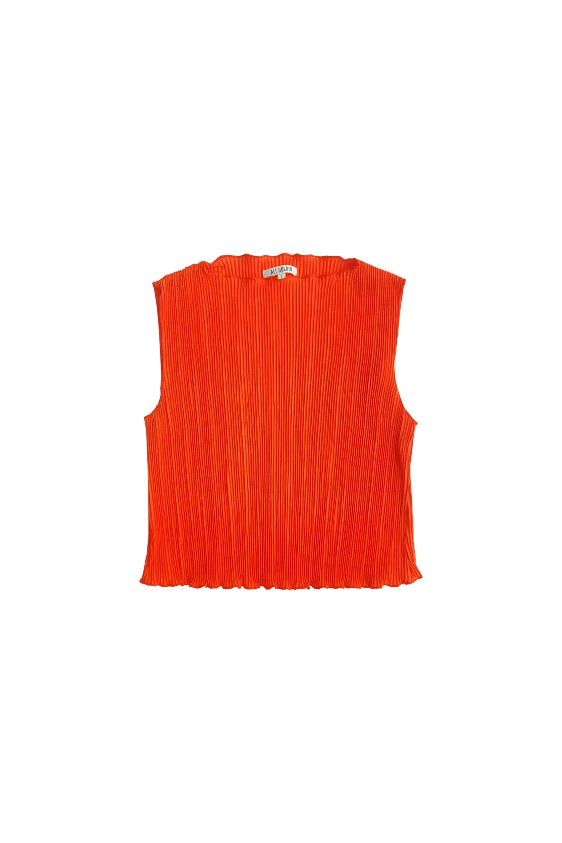 High Neck Pleated Tank - Poppy