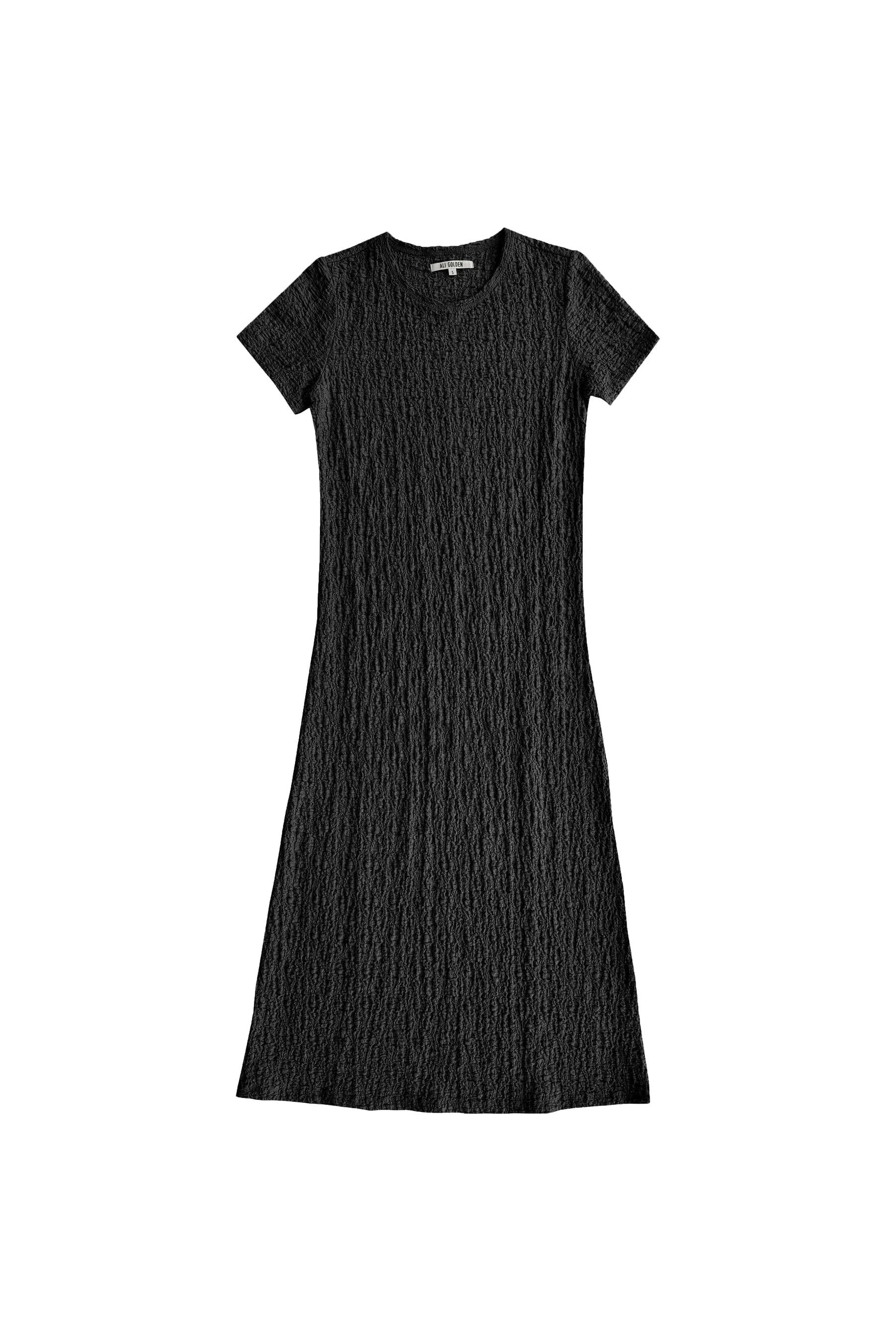 Textured T Shirt Dress - Black